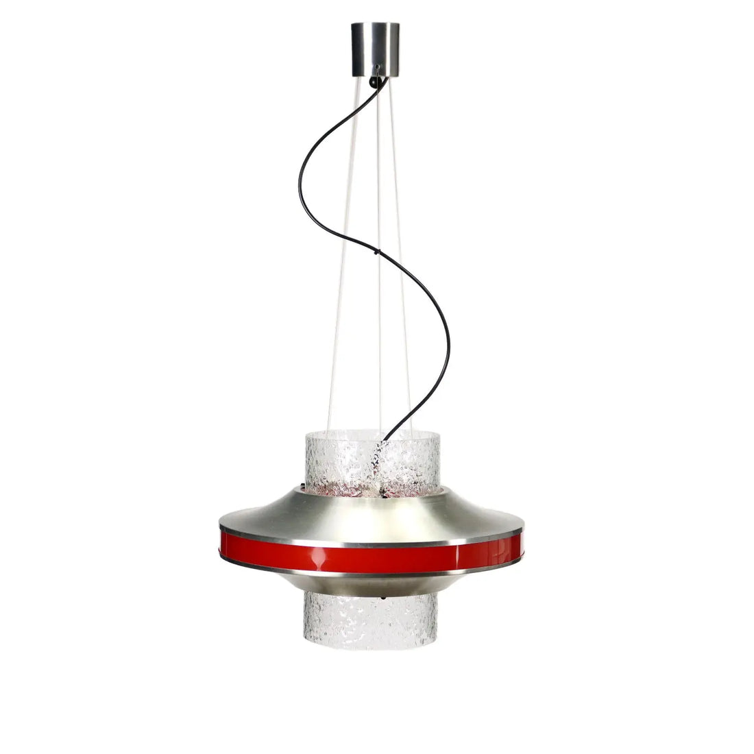 Vintage Ceiling Lamp Glass Aluminium Design Italy 1960s