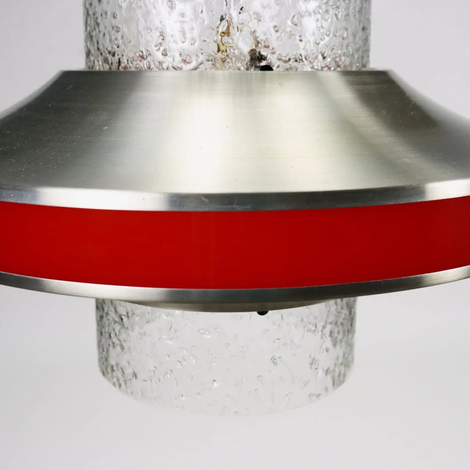 Vintage Ceiling Lamp Glass Aluminium Design Italy 1960s