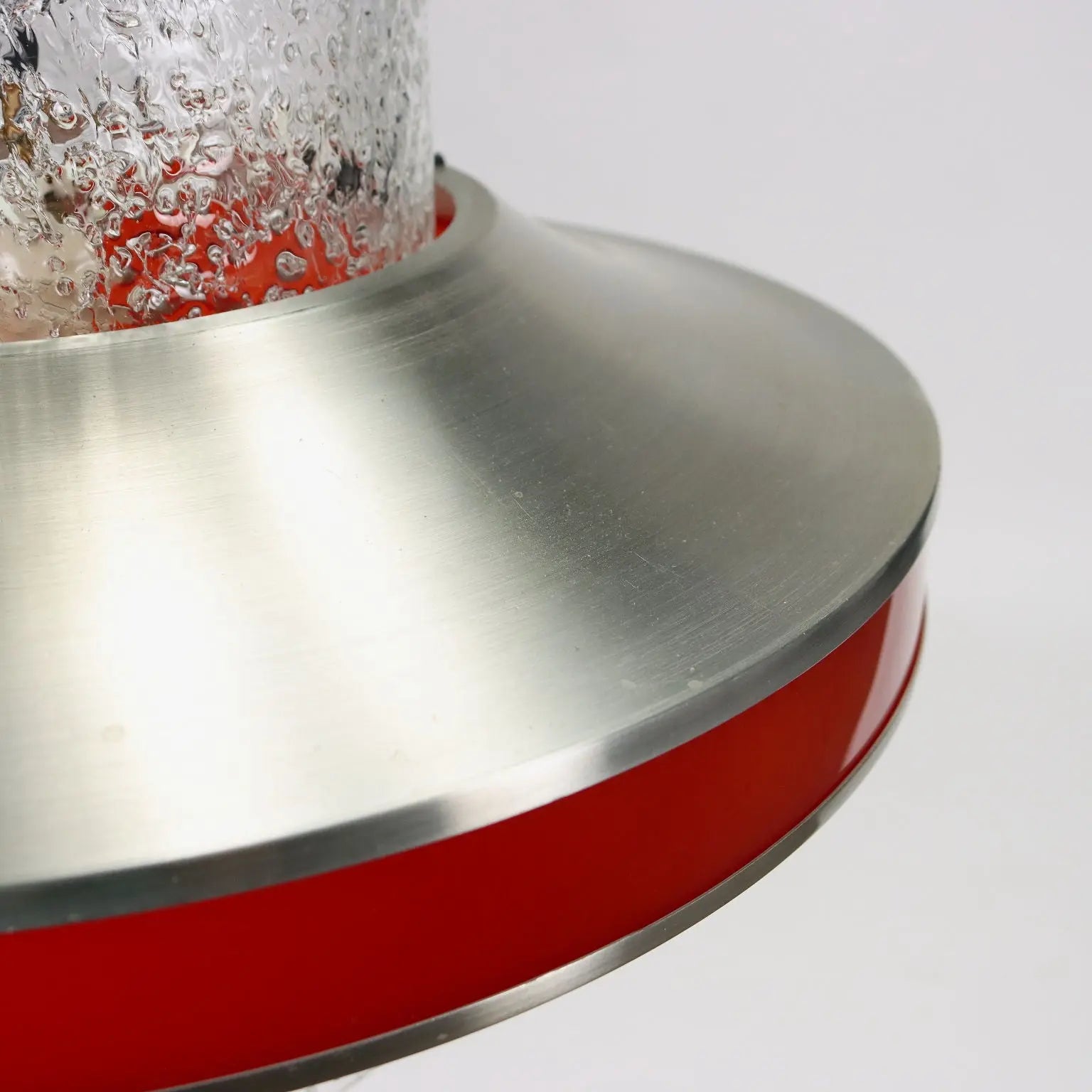 Vintage Ceiling Lamp Glass Aluminium Design Italy 1960s