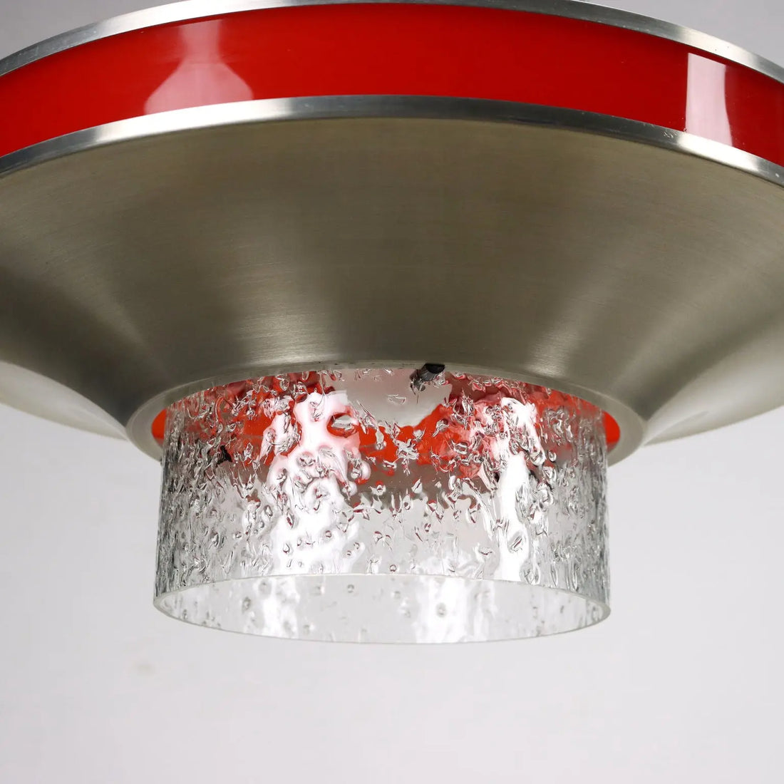 Vintage Ceiling Lamp Glass Aluminium Design Italy 1960s