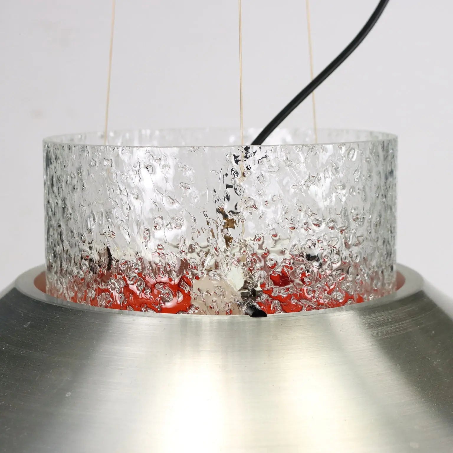 Vintage Ceiling Lamp Glass Aluminium Design Italy 1960s