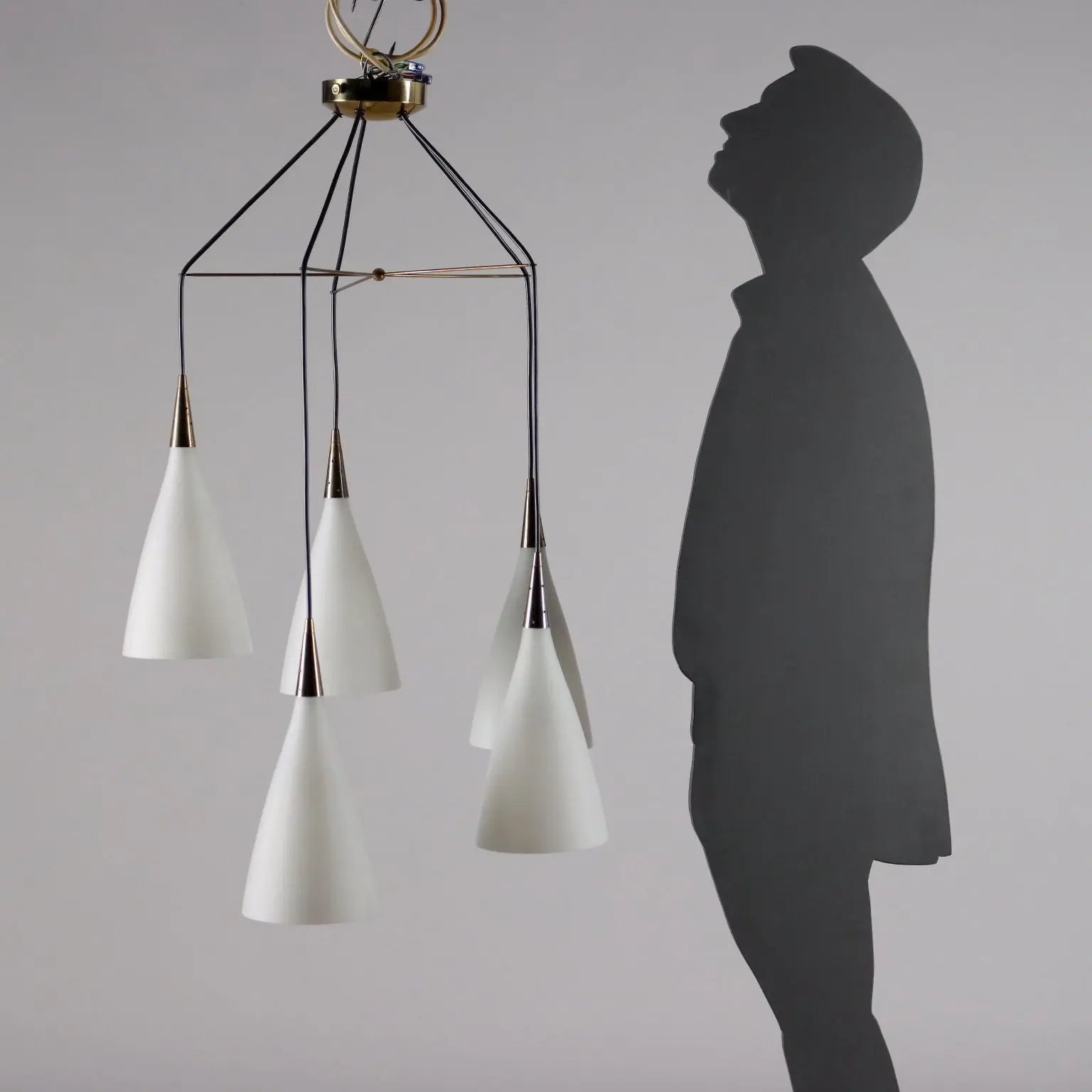 Vintage Ceiling Lamp from the 1960s Brass Opaline Glass Lighting | Modernism | Lighting