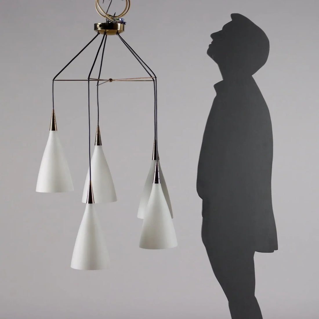 Vintage Ceiling Lamp from the 1960s Brass Opaline Glass Lighting | Modernism | Lighting