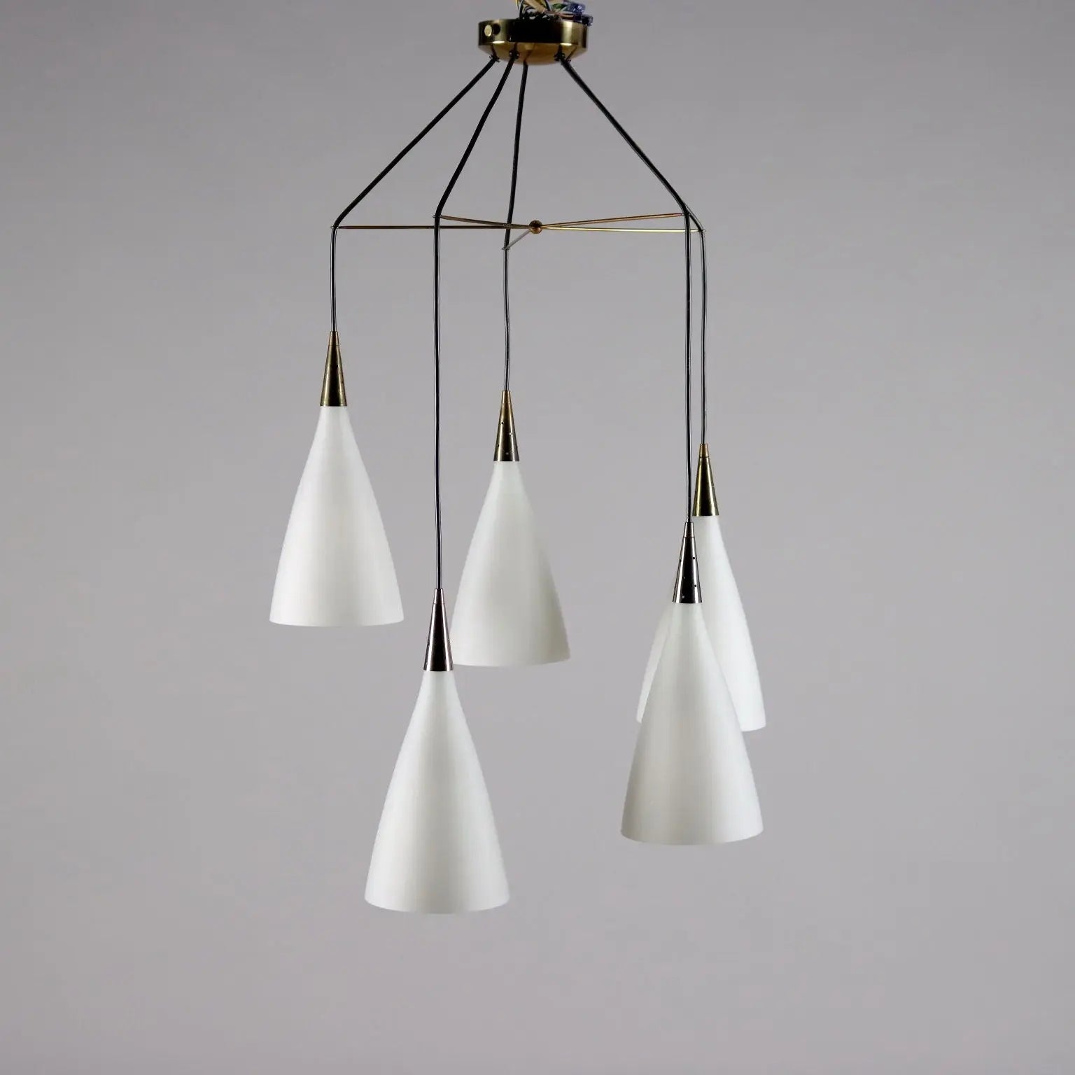 Vintage Ceiling Lamp from the 1960s Brass Opaline Glass Lighting | Modernism | Lighting