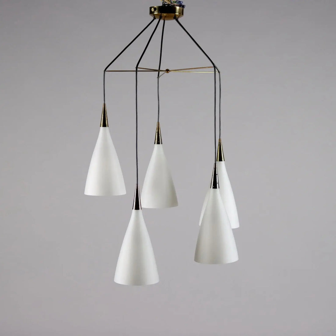 Vintage Ceiling Lamp from the 1960s Brass Opaline Glass Lighting | Modernism | Lighting