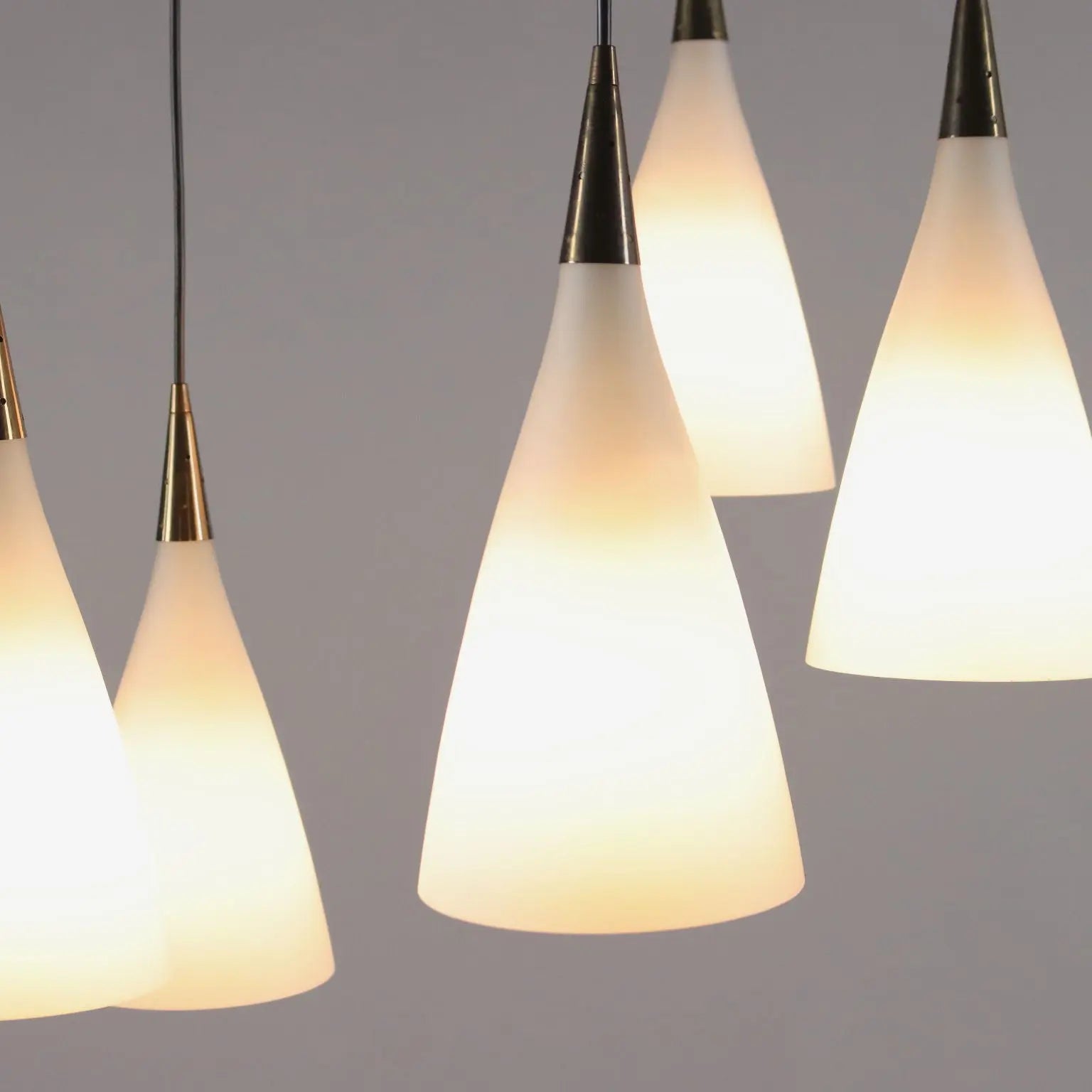 Vintage Ceiling Lamp from the 1960s Brass Opaline Glass Lighting | Modernism | Lighting