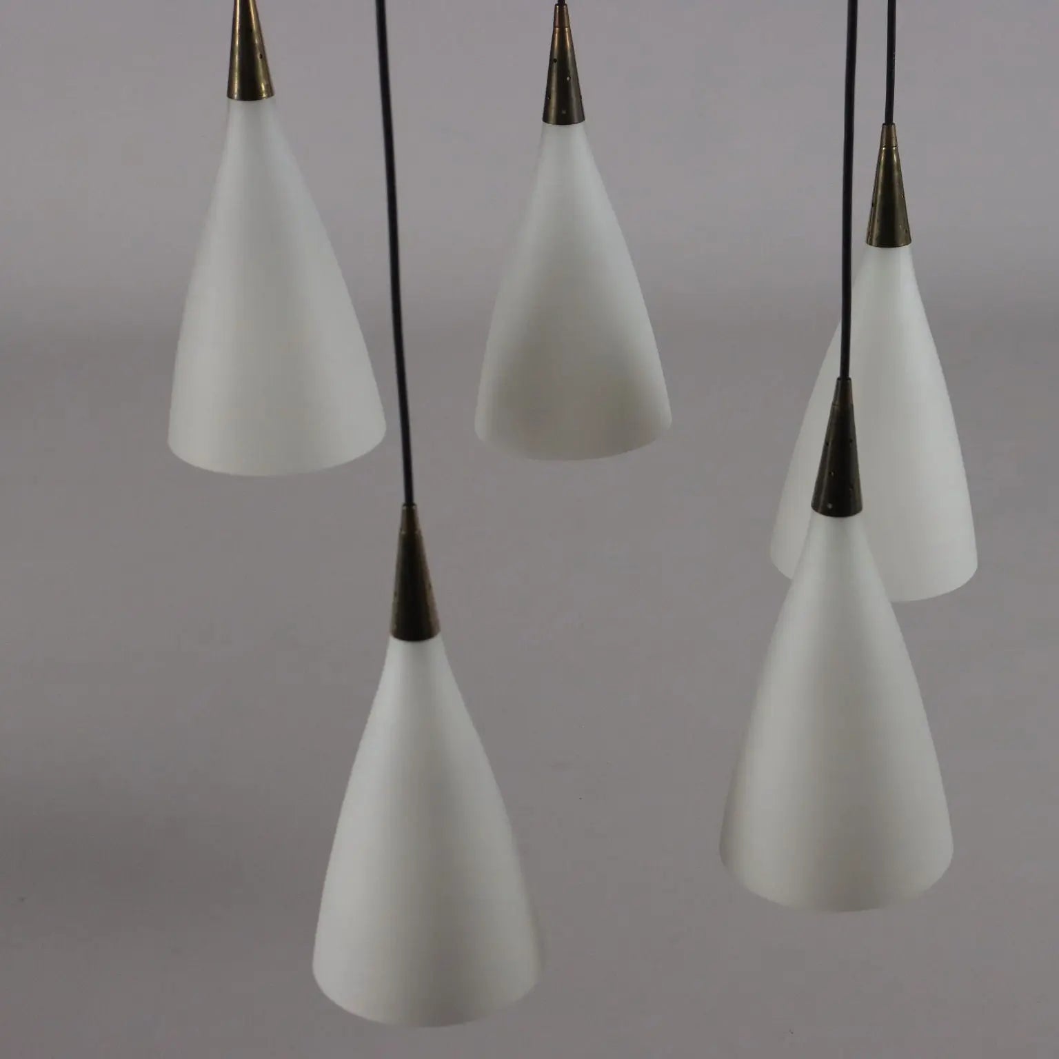 Vintage Ceiling Lamp from the 1960s Brass Opaline Glass Lighting | Modernism | Lighting