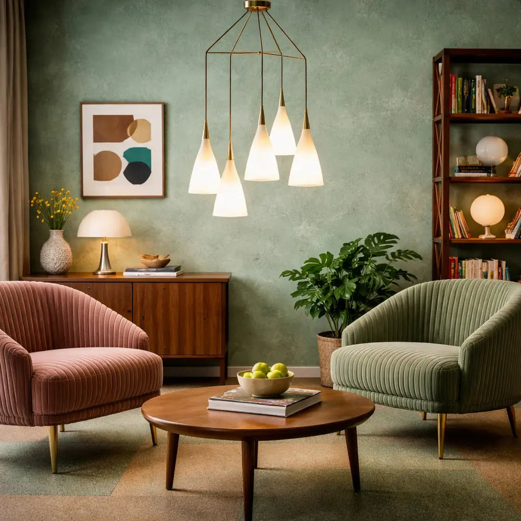 Vintage Ceiling Lamp from the 1960s Brass Opaline Glass Lighting | Modernism | Lighting