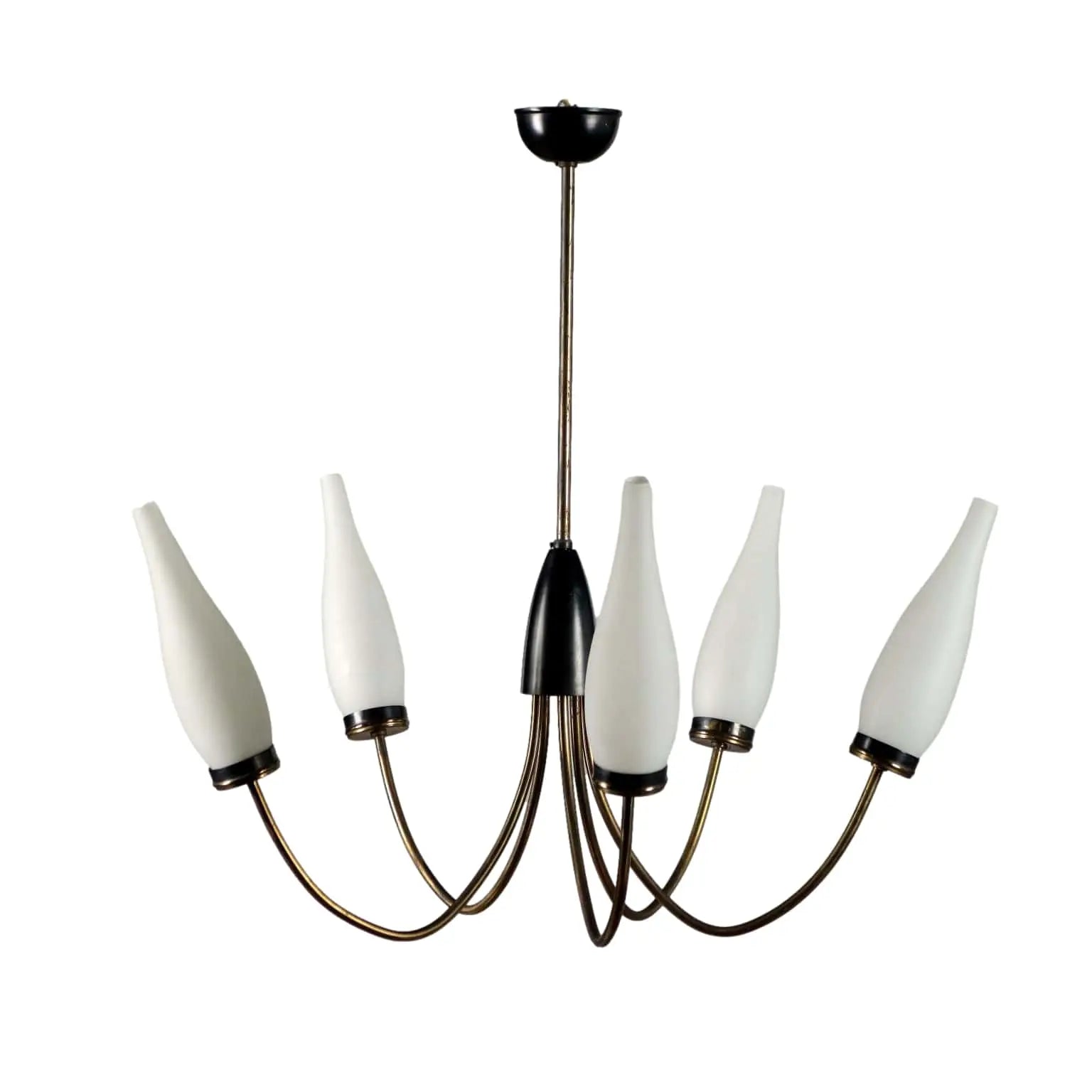Vintage Lamp from the 50s-60s Aluminium Brass Opaline Glass | Modernism | Lighting