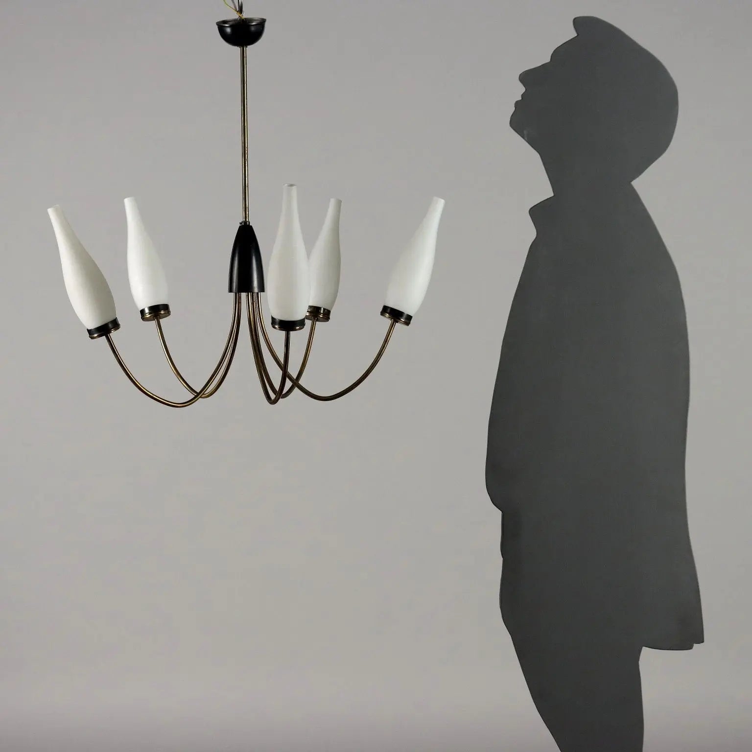 Vintage Lamp from the 50s-60s Aluminium Brass Opaline Glass | Modernism | Lighting