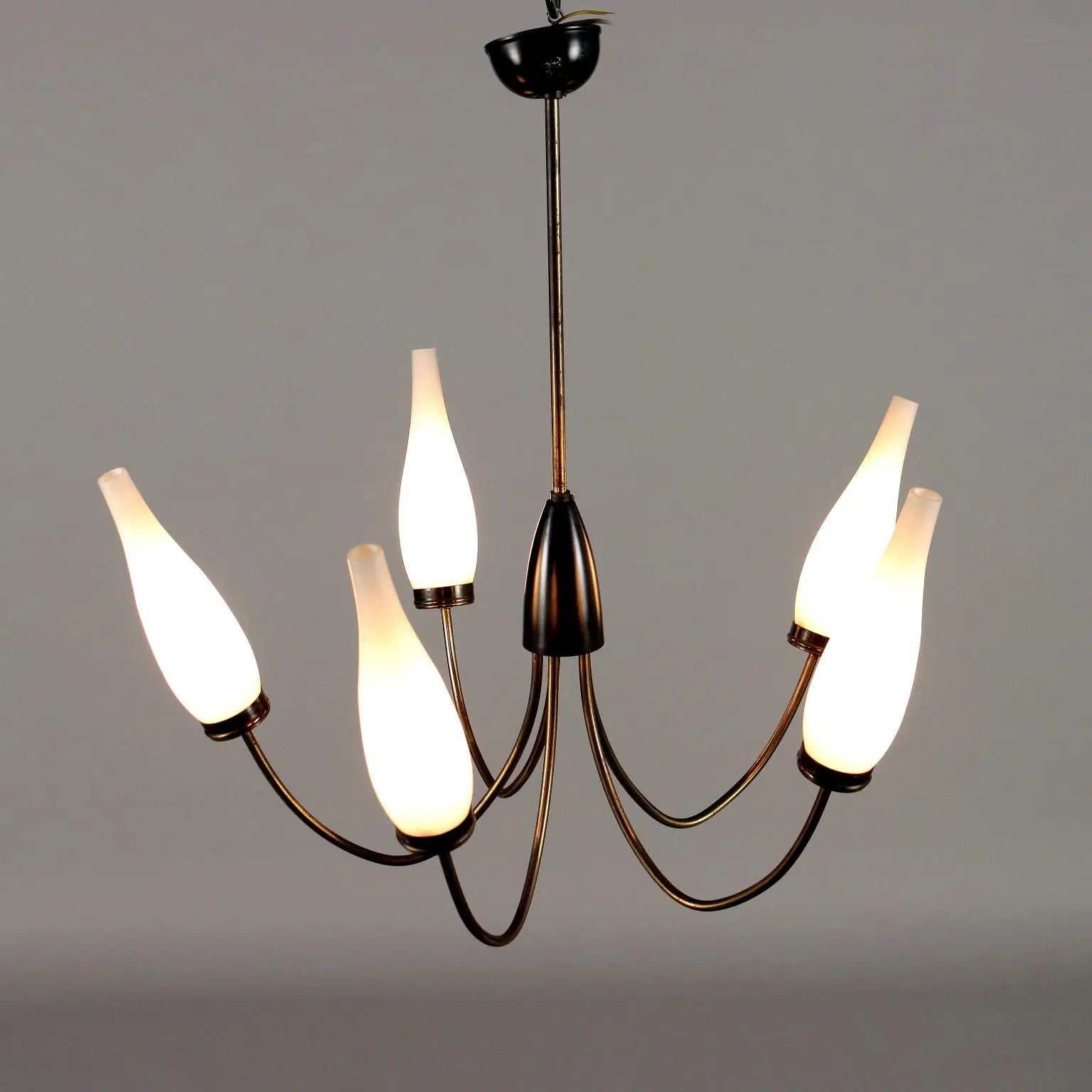Vintage Lamp from the 50s-60s Aluminium Brass Opaline Glass | Modernism | Lighting