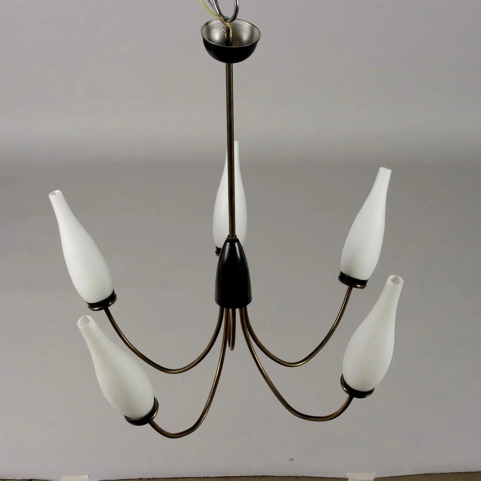 Vintage Lamp from the 50s-60s Aluminium Brass Opaline Glass | Modernism | Lighting
