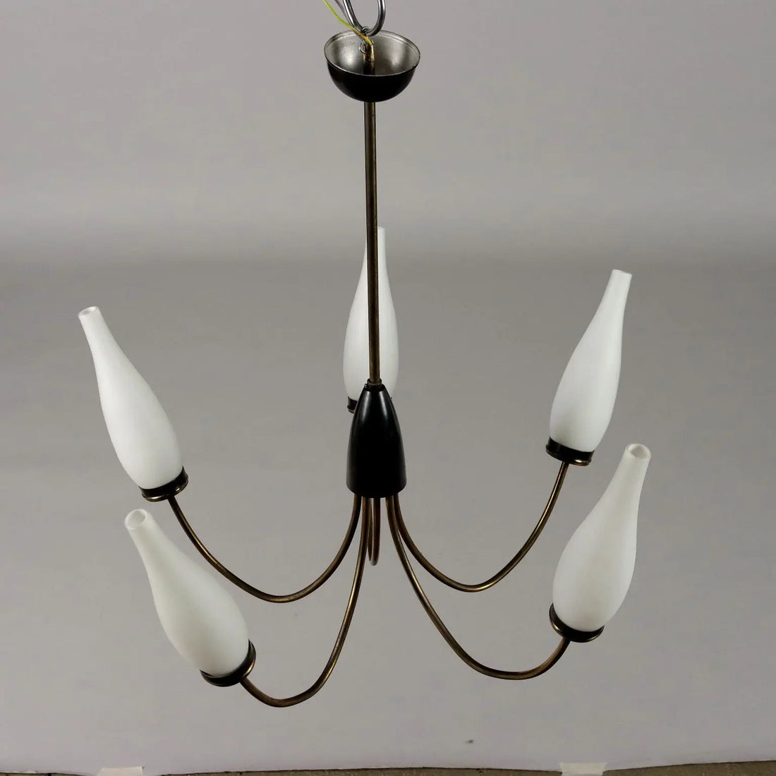 Vintage Lamp from the 50s-60s Aluminium Brass Opaline Glass | Modernism | Lighting