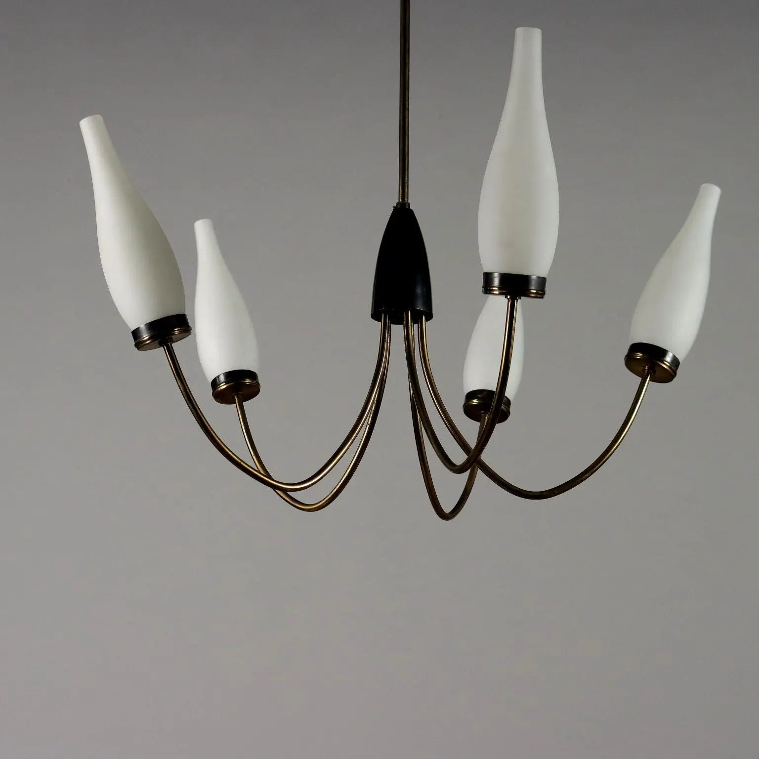 Vintage Lamp from the 50s-60s Aluminium Brass Opaline Glass | Modernism | Lighting