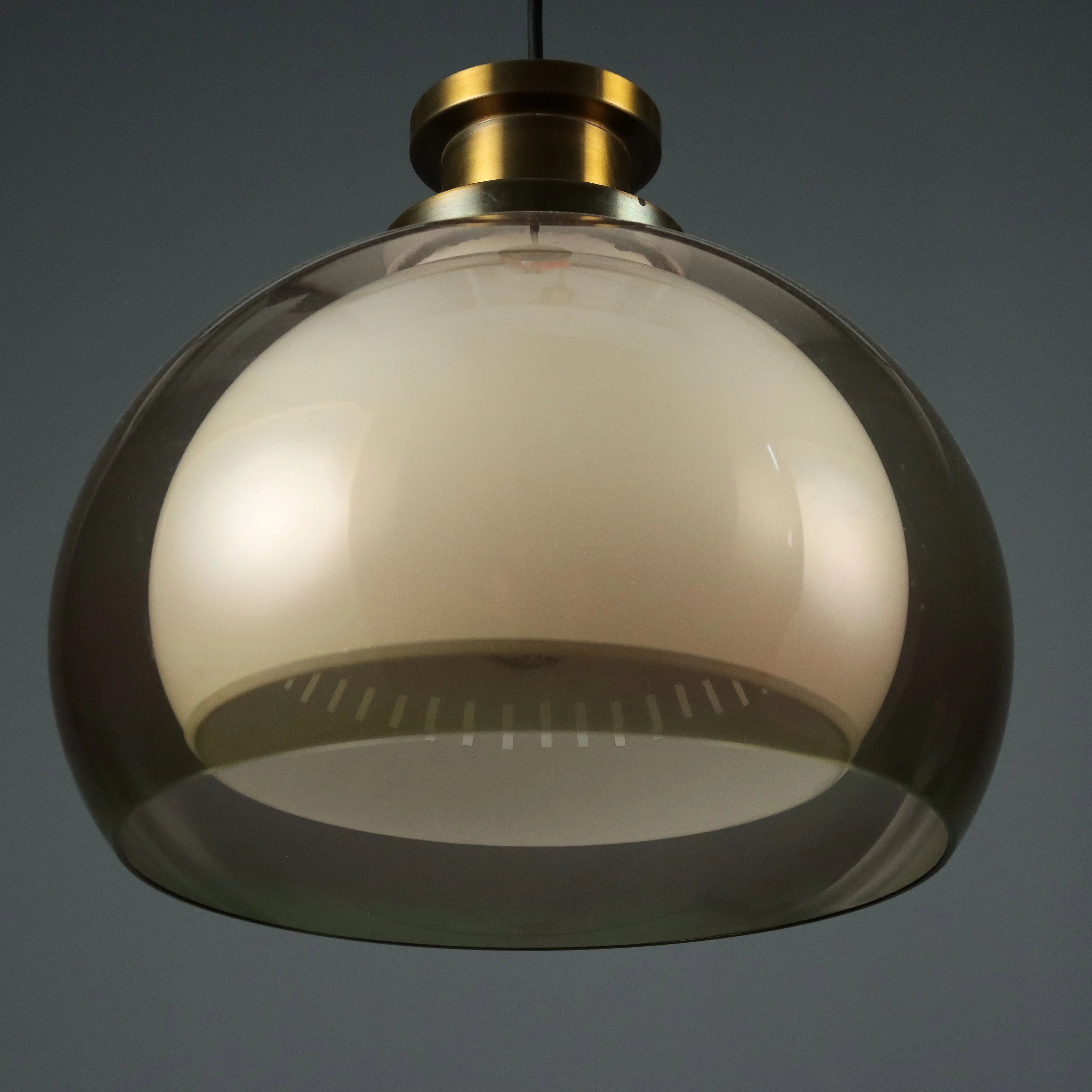 Vintage Ceiling Lamp Aluminium Methacrylate Design 1960s - With Double Methacrylate Cap | Modernism | Lighting