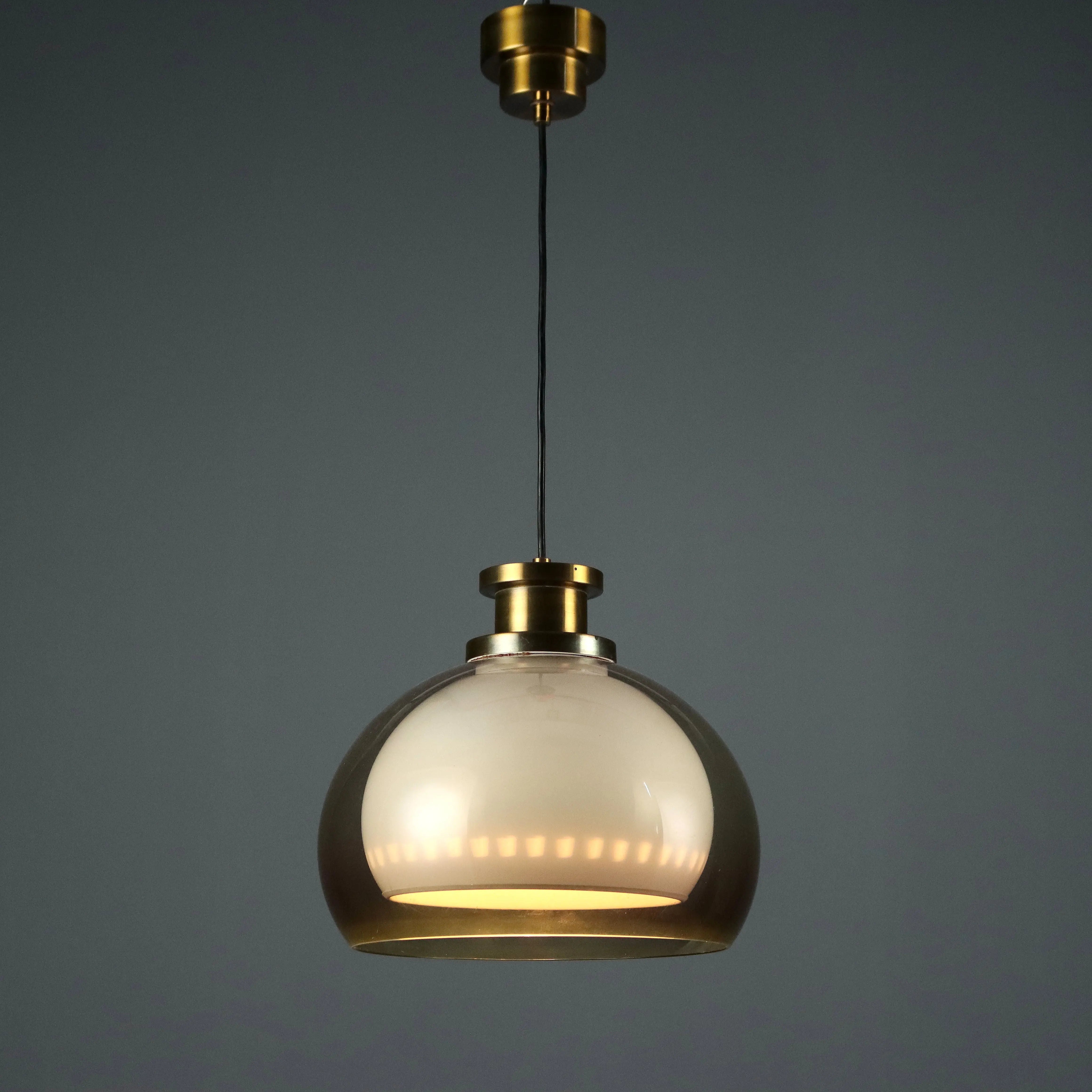 Vintage Ceiling Lamp Aluminium Methacrylate Design 1960s - With Double Methacrylate Cap | Modernism | Lighting