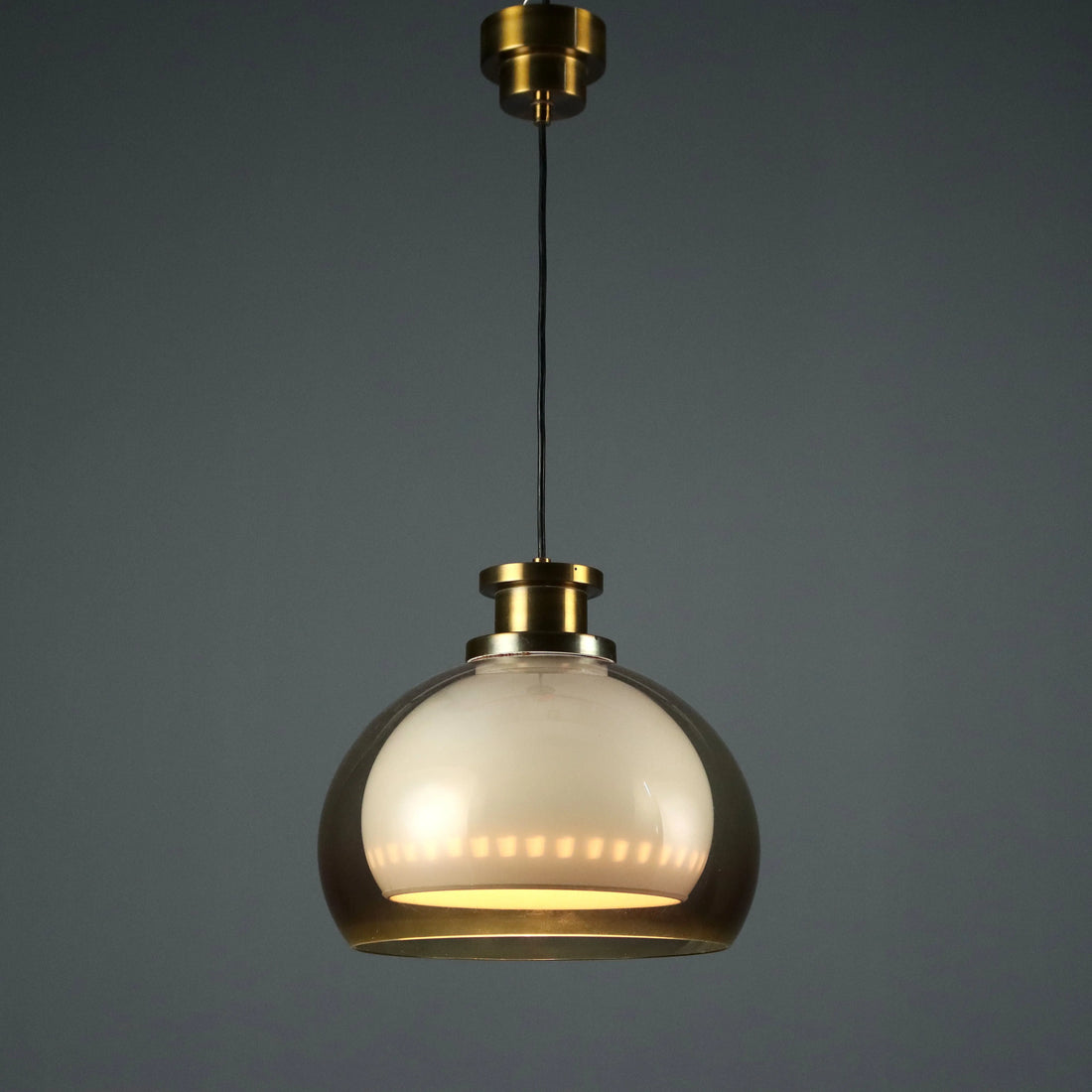 Vintage Ceiling Lamp Aluminium Methacrylate Design 1960s - With Double Methacrylate Cap | Modernism | Lighting