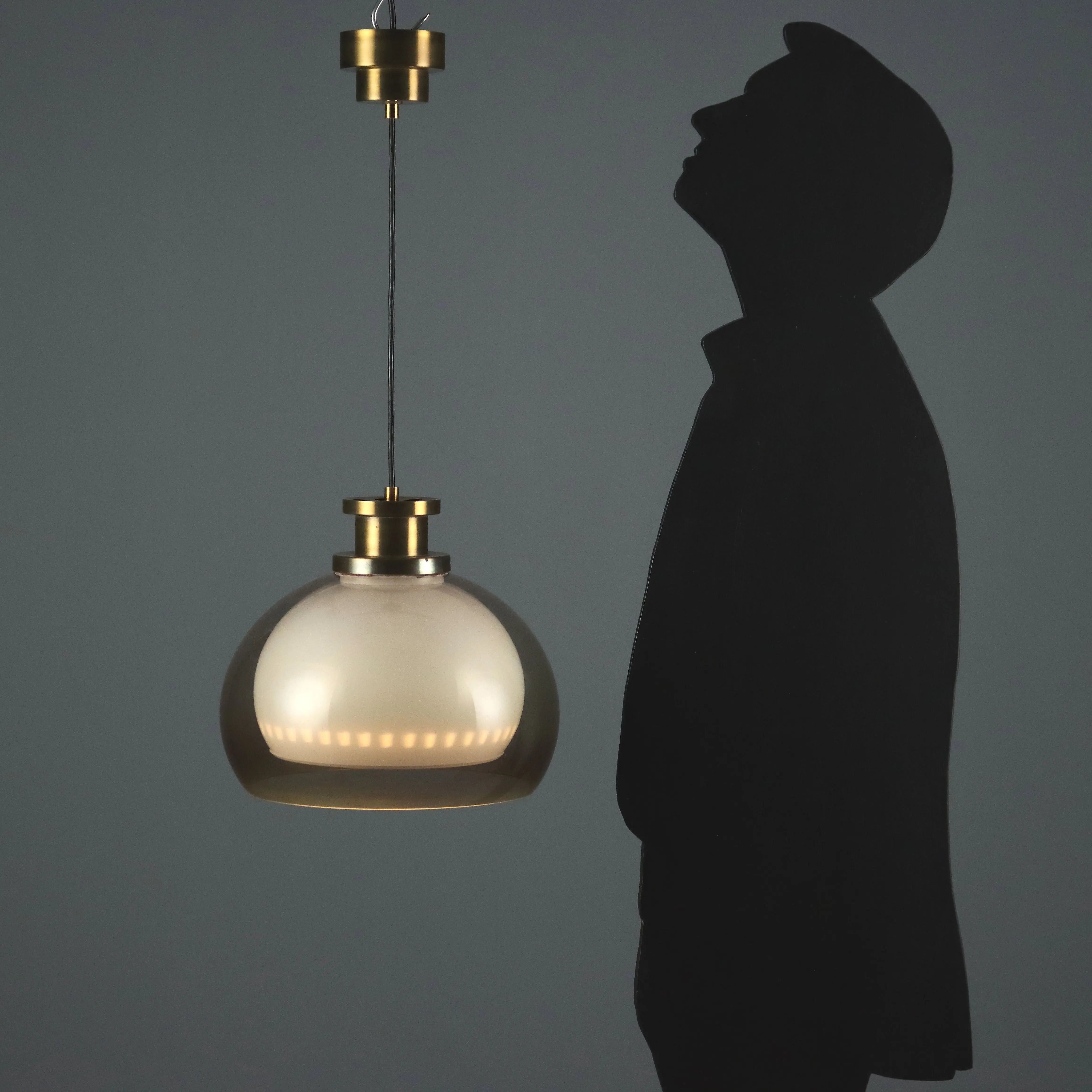 Vintage Ceiling Lamp Aluminium Methacrylate Design 1960s - With Double Methacrylate Cap | Modernism | Lighting