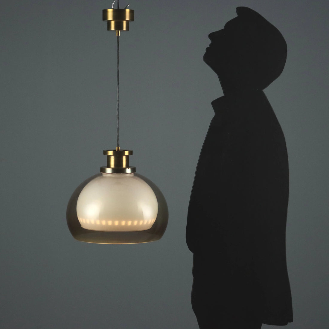 Vintage Ceiling Lamp Aluminium Methacrylate Design 1960s - With Double Methacrylate Cap | Modernism | Lighting