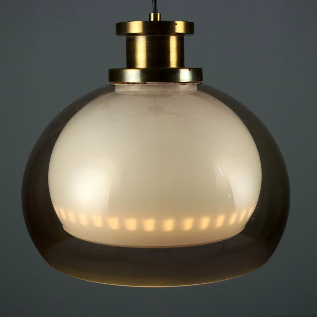 Vintage Ceiling Lamp Aluminium Methacrylate Design 1960s - With Double Methacrylate Cap | Modernism | Lighting