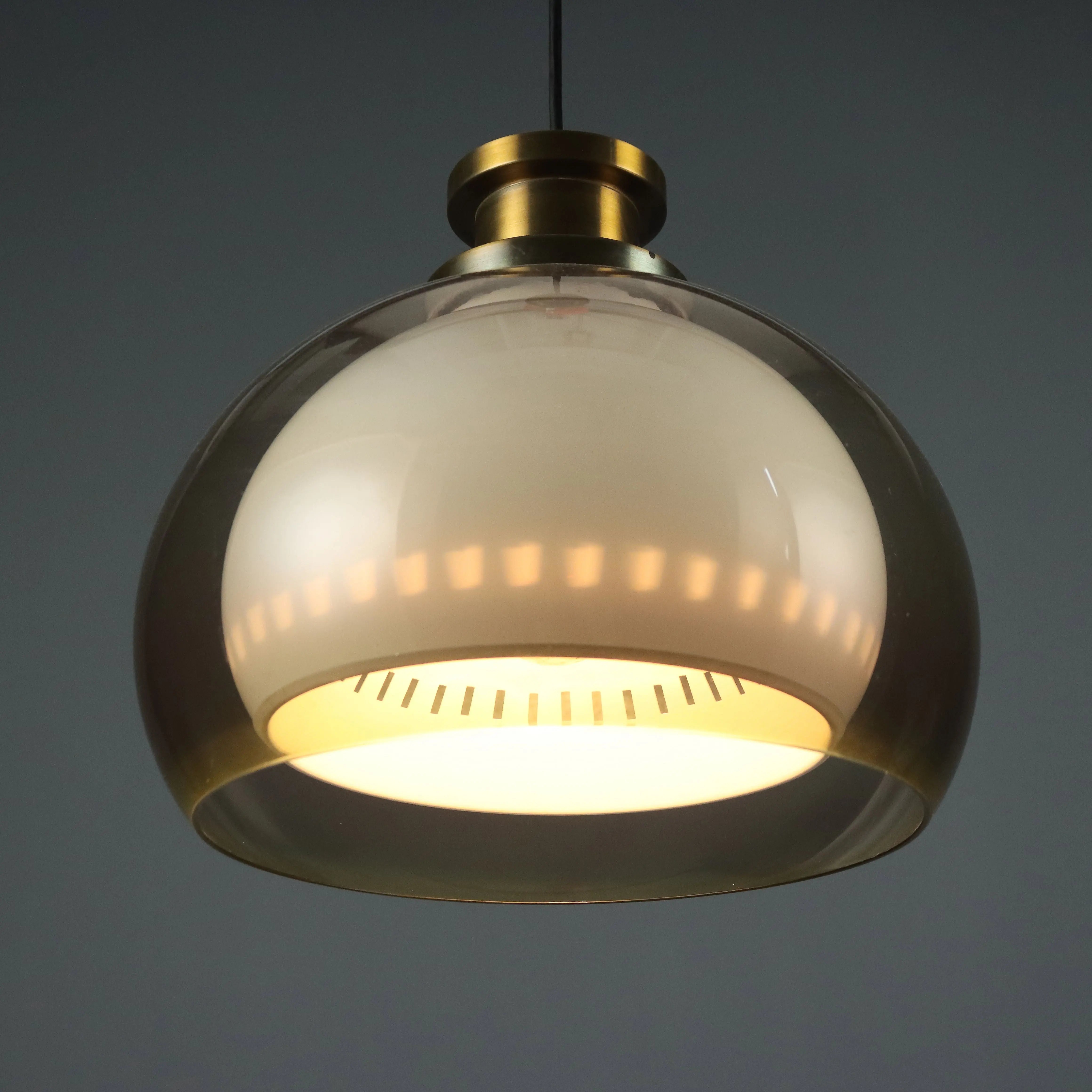 Vintage Ceiling Lamp Aluminium Methacrylate Design 1960s - With Double Methacrylate Cap | Modernism | Lighting