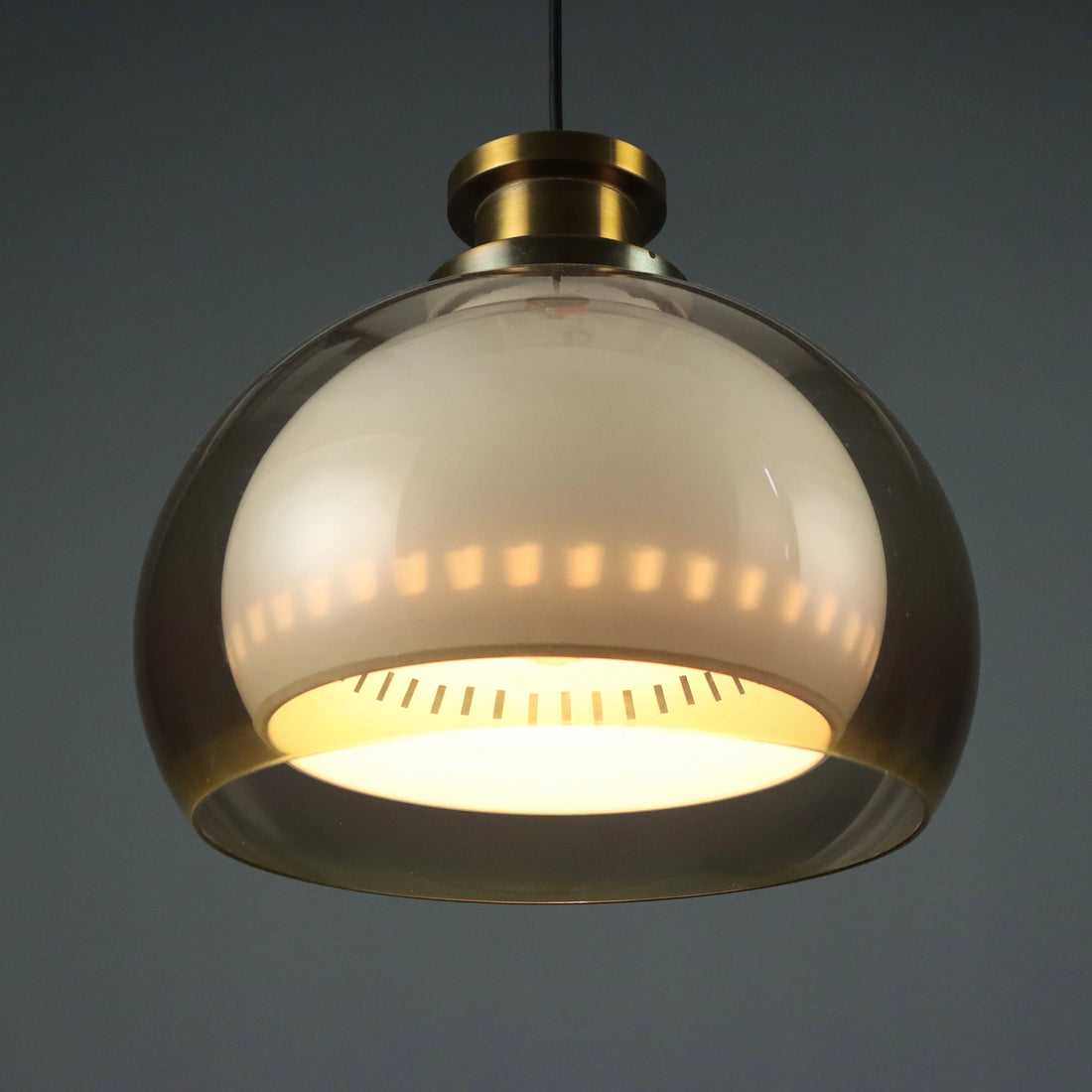 Vintage Ceiling Lamp Aluminium Methacrylate Design 1960s - With Double Methacrylate Cap | Modernism | Lighting