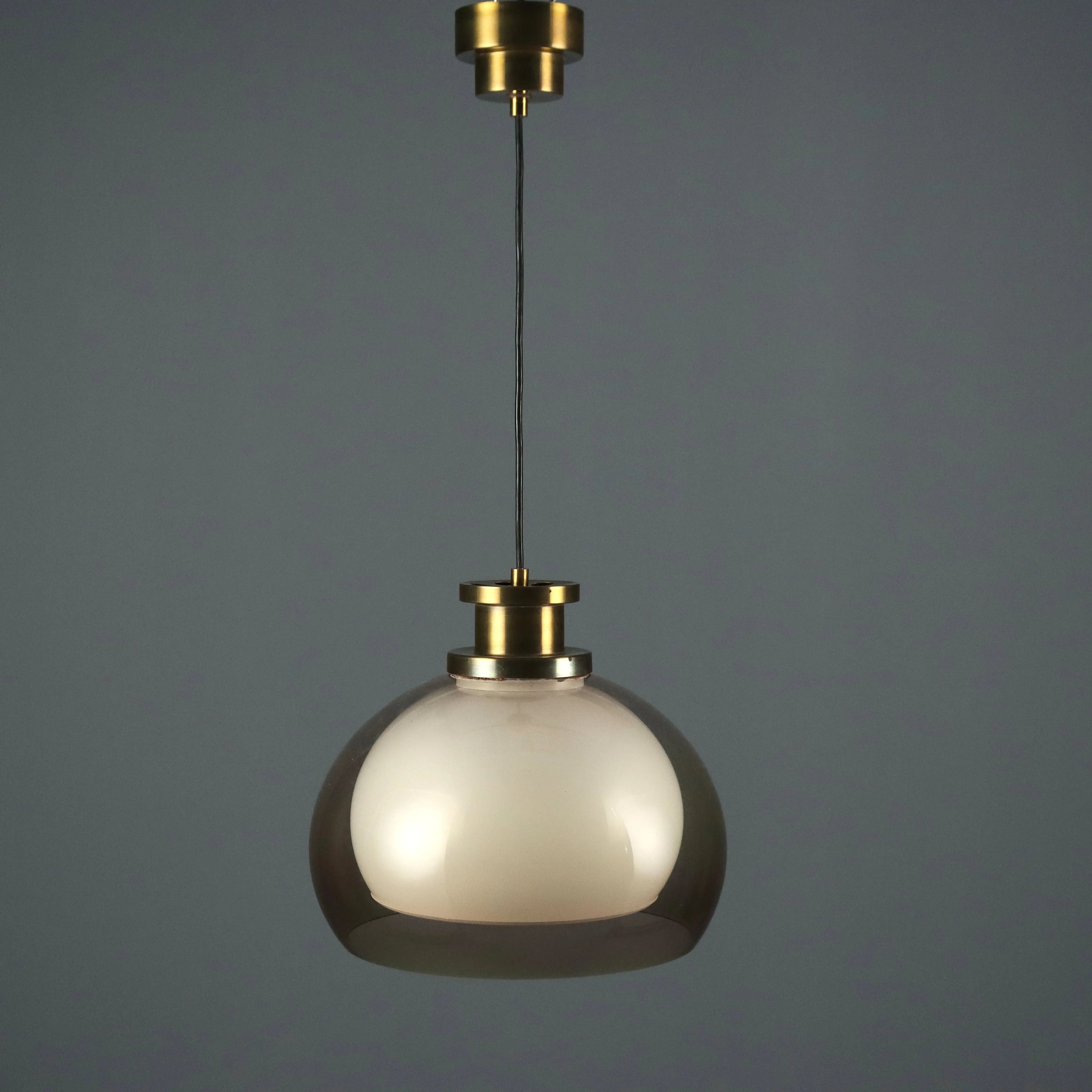 Vintage Ceiling Lamp Aluminium Methacrylate Design 1960s - With Double Methacrylate Cap | Modernism | Lighting
