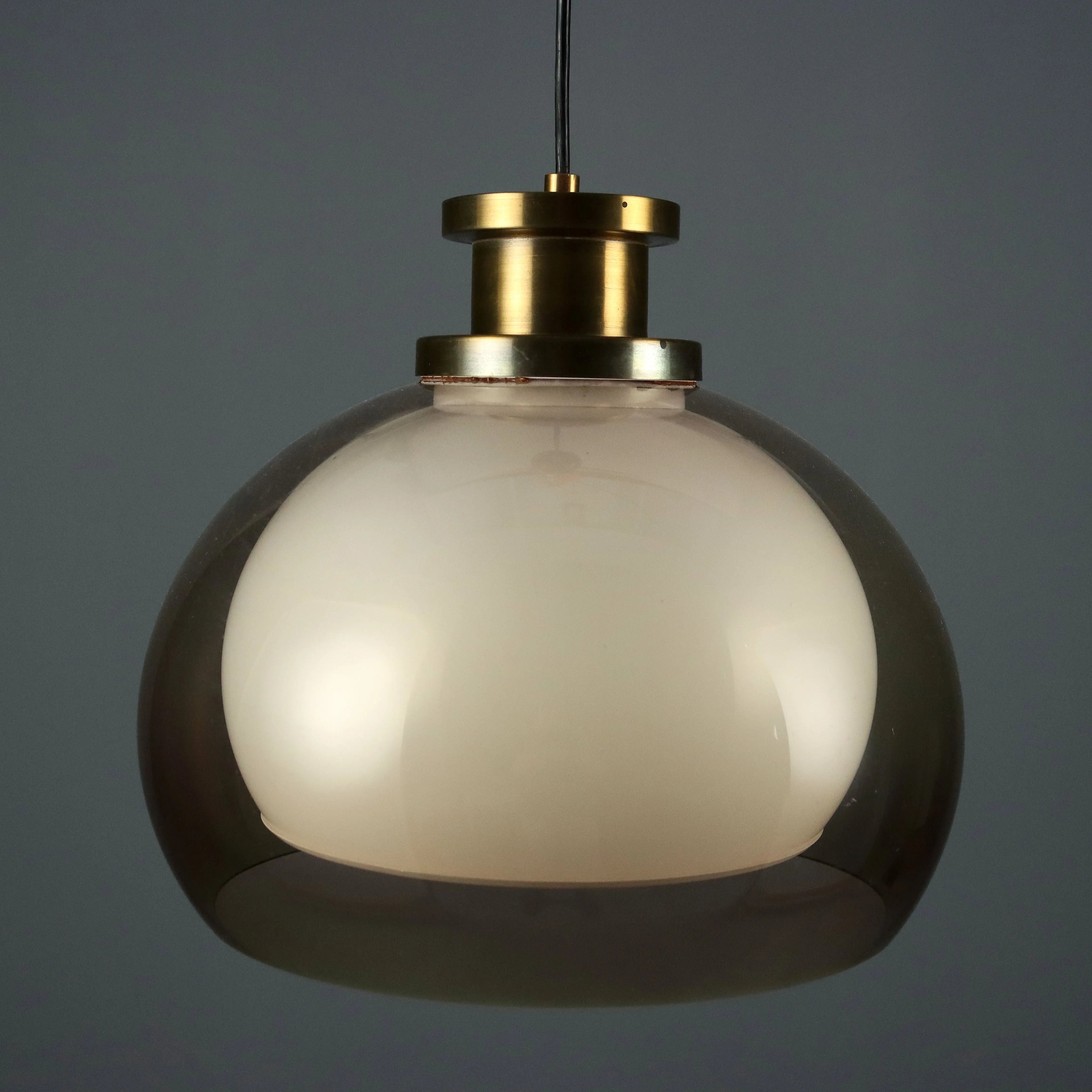 Vintage Ceiling Lamp Aluminium Methacrylate Design 1960s - With Double Methacrylate Cap | Modernism | Lighting