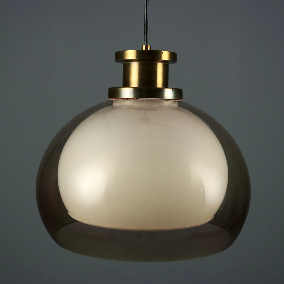 Vintage Ceiling Lamp Aluminium Methacrylate Design 1960s - With Double Methacrylate Cap | Modernism | Lighting