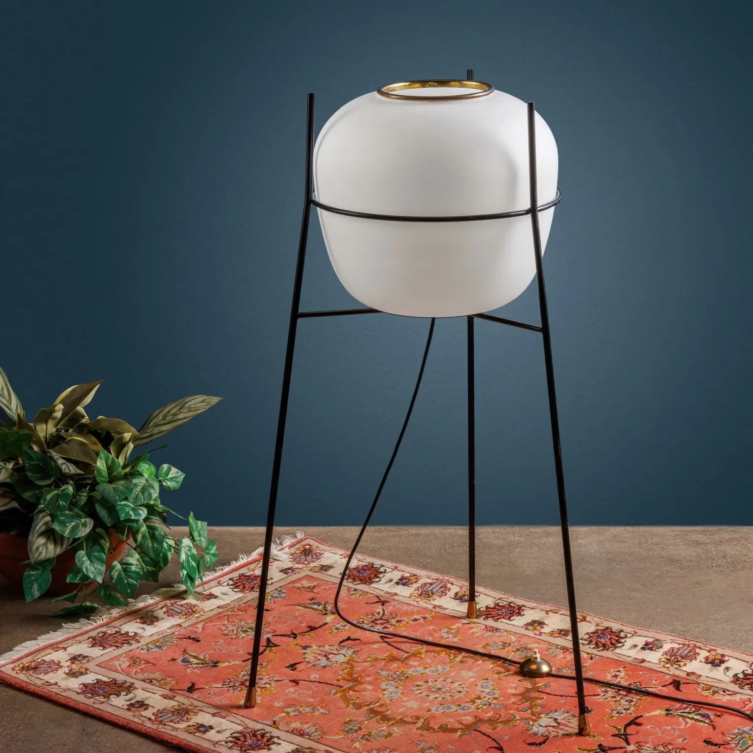 Vintage Stilnovo Floor Lamp Brass Glass Design Italy 1960s | Modernism  Lighting