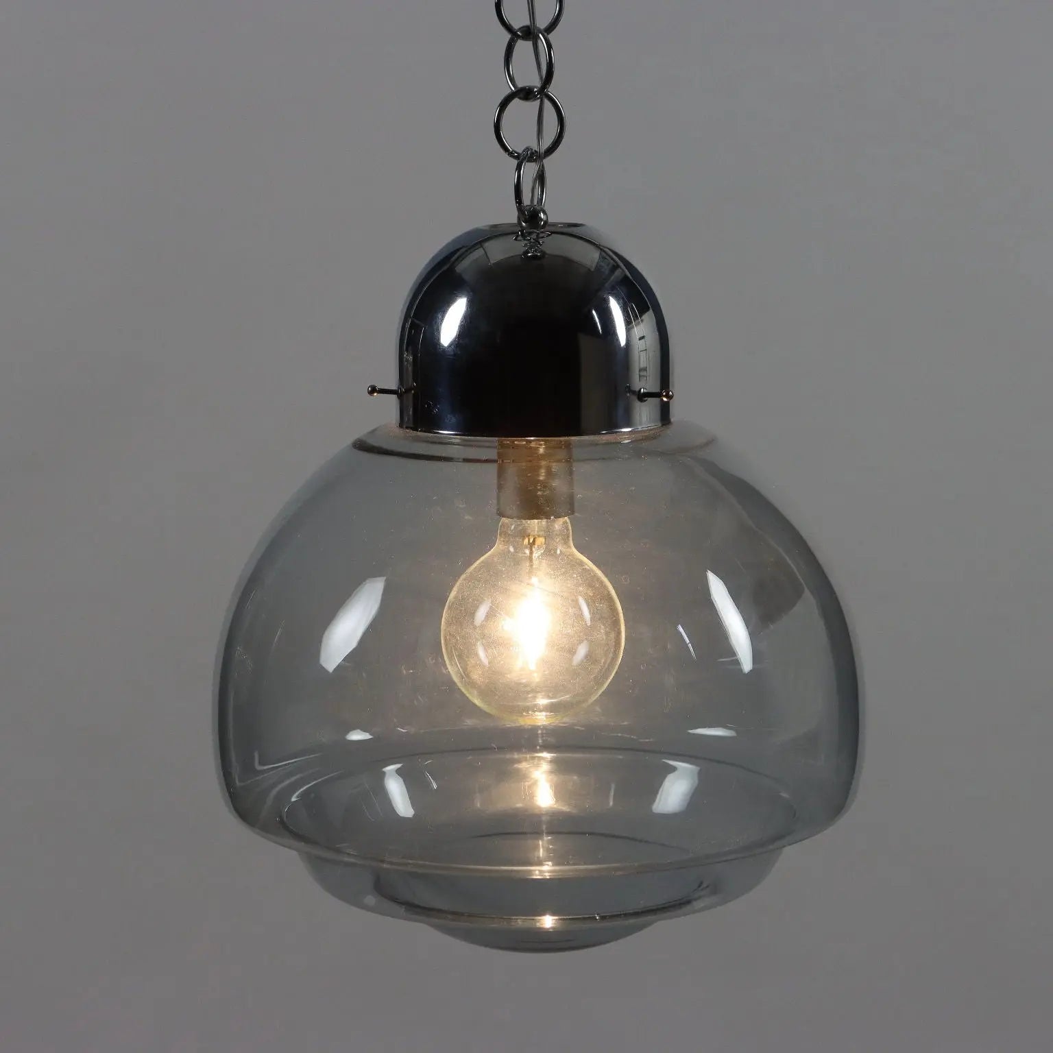 Vintage 1960s Ceiling Lamp Chromed Metal Glass Italy | Modernism | Lighting