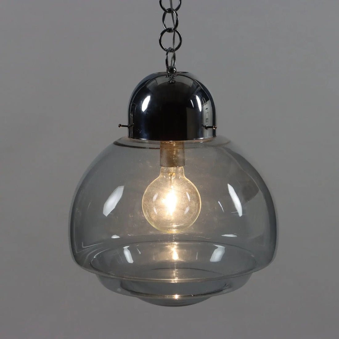Vintage 1960s Ceiling Lamp Chromed Metal Glass Italy | Modernism | Lighting