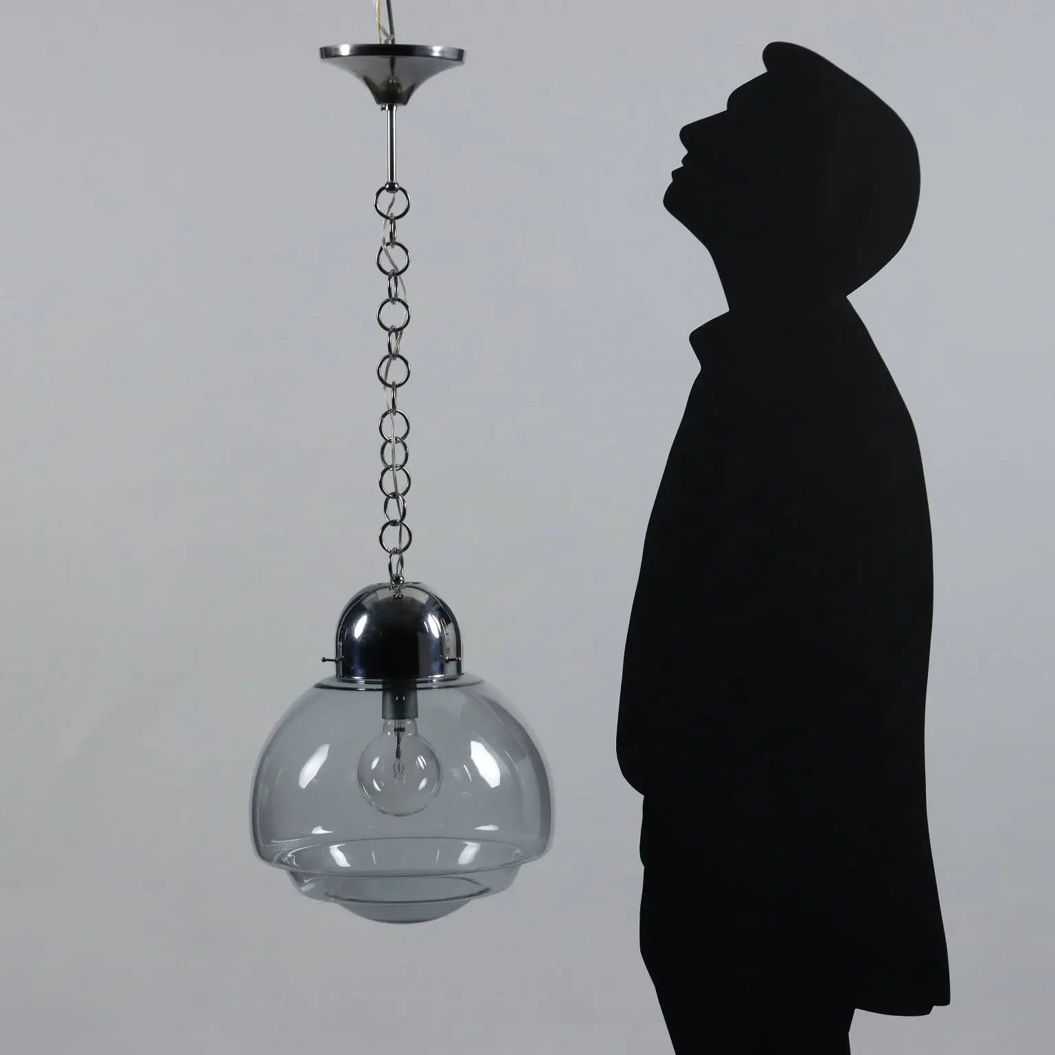 Vintage 1960s Ceiling Lamp Chromed Metal Glass Italy | Modernism | Lighting
