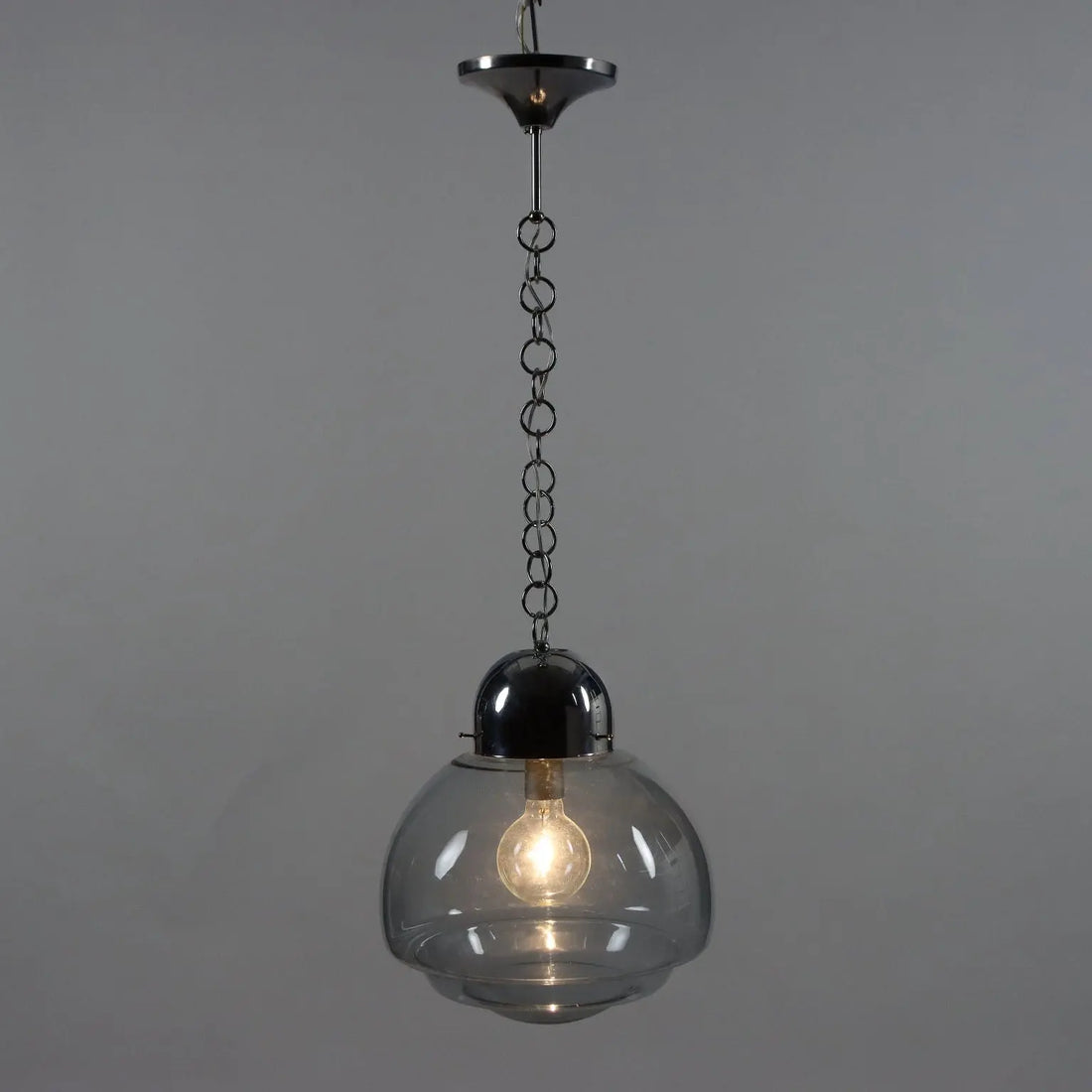 Vintage 1960s Ceiling Lamp Chromed Metal Glass Italy | Modernism | Lighting