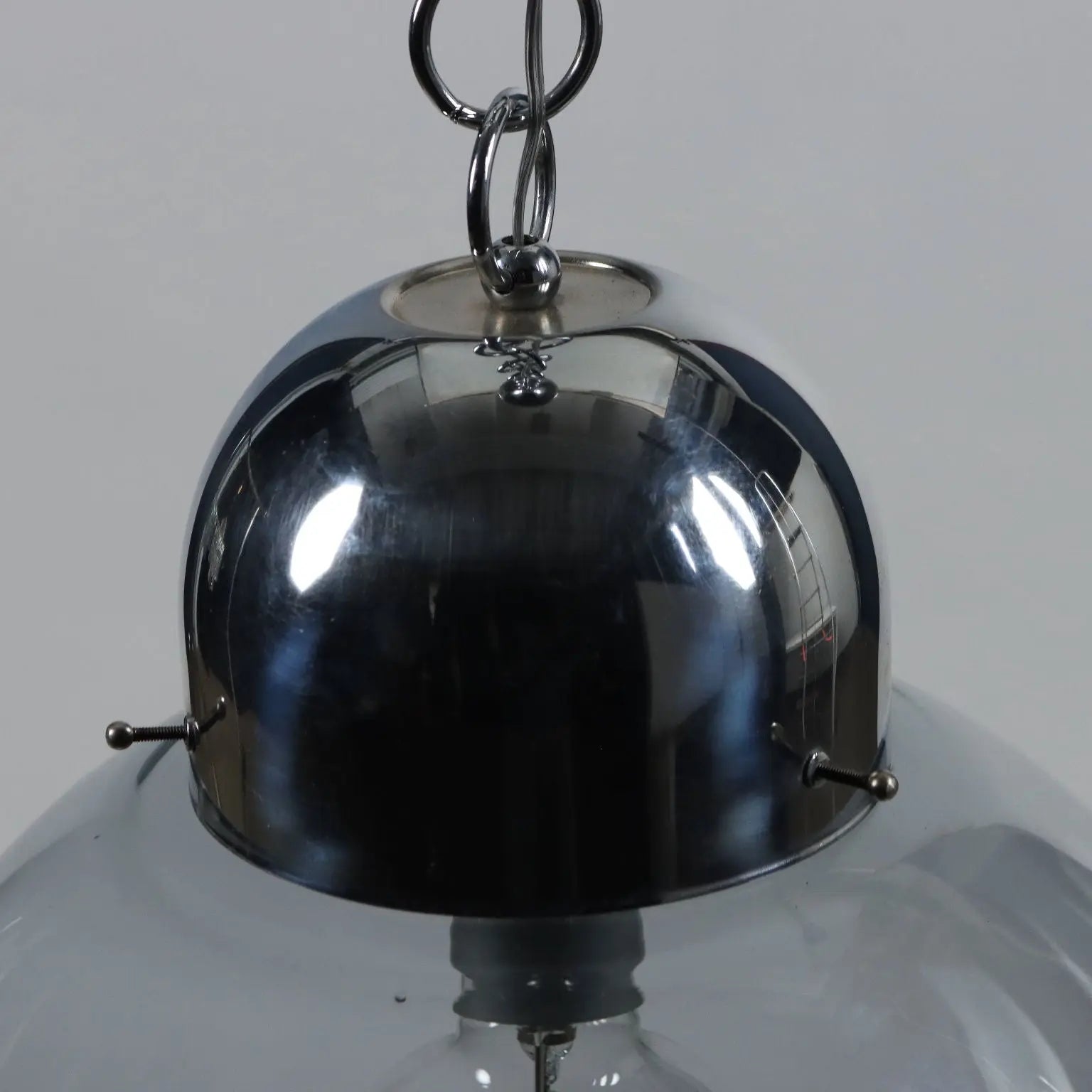Vintage 1960s Ceiling Lamp Chromed Metal Glass Italy | Modernism | Lighting