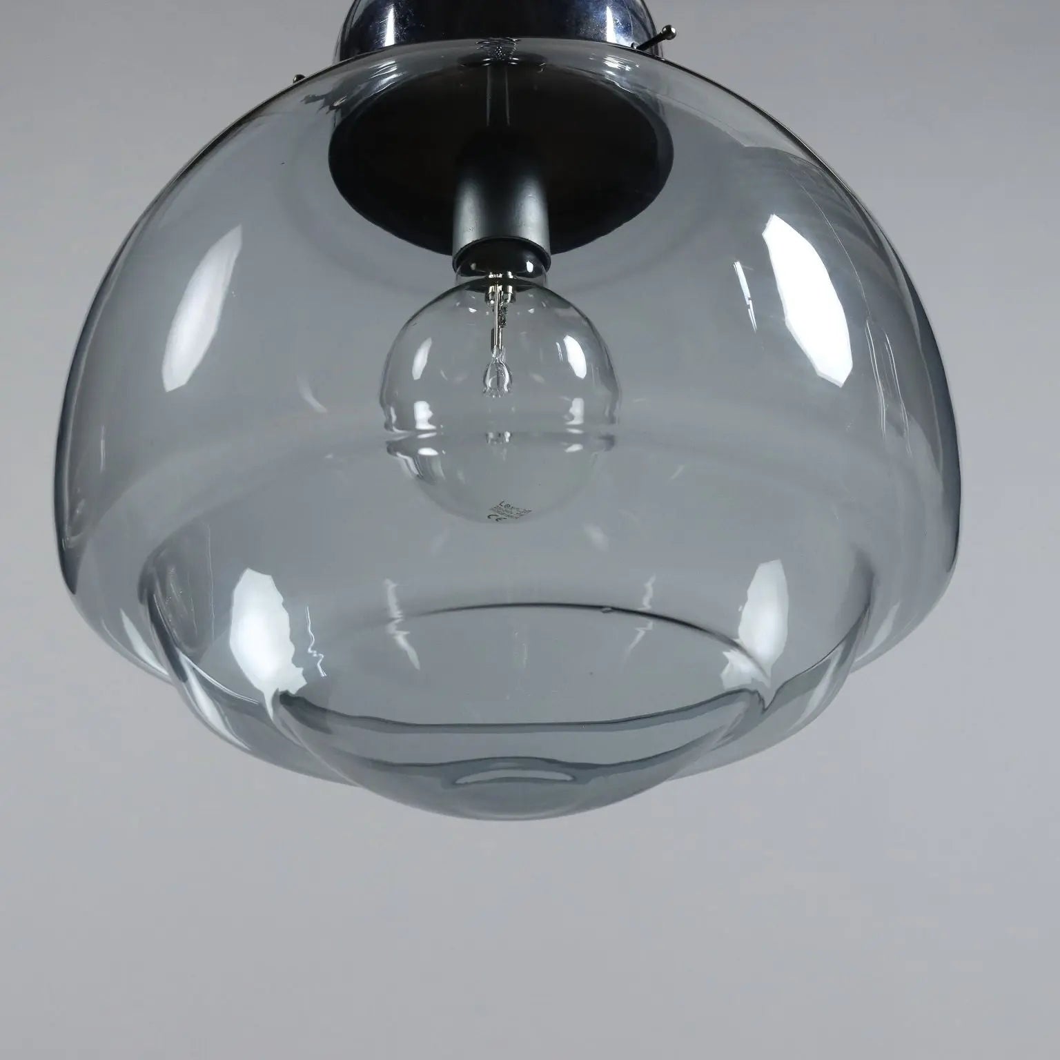 Vintage 1960s Ceiling Lamp Chromed Metal Glass Italy | Modernism | Lighting