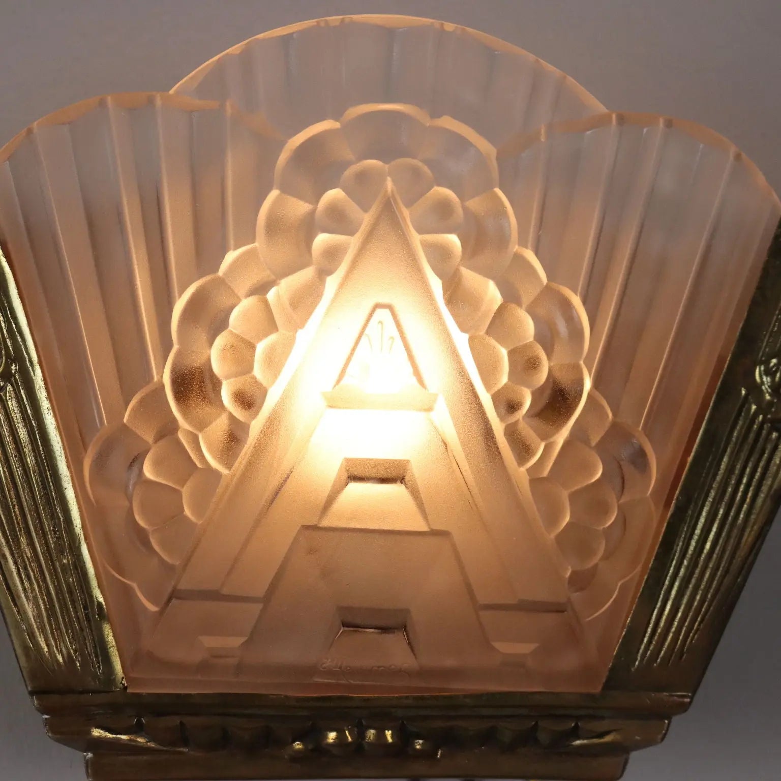Vintage 1940s-50s Art Deco Wall Lamp Brass Glass Italy | Modernism | Lighting