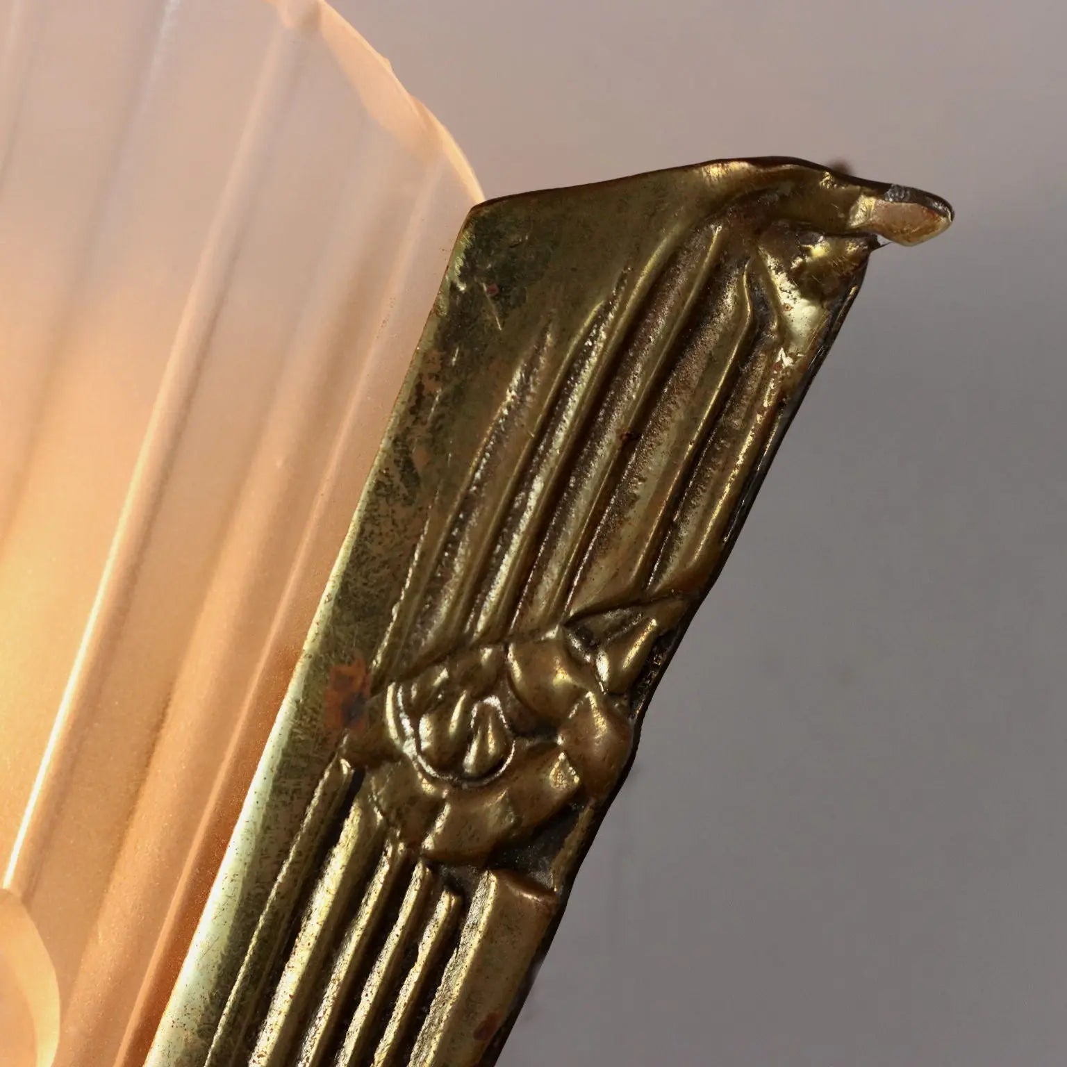 Vintage 1940s-50s Art Deco Wall Lamp Brass Glass Italy | Modernism | Lighting
