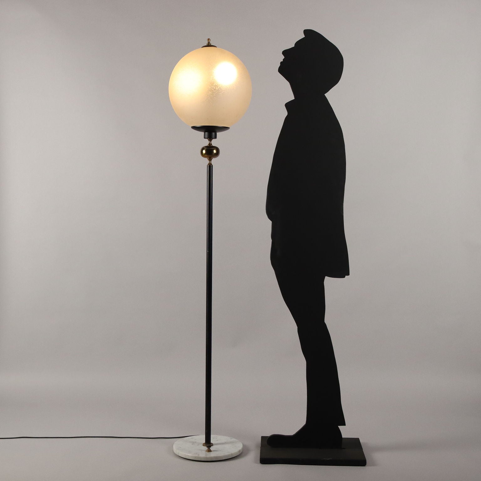 Vintage 1960s Floor Lamp Glass Metal Marble Italy | Modernism  Lighting