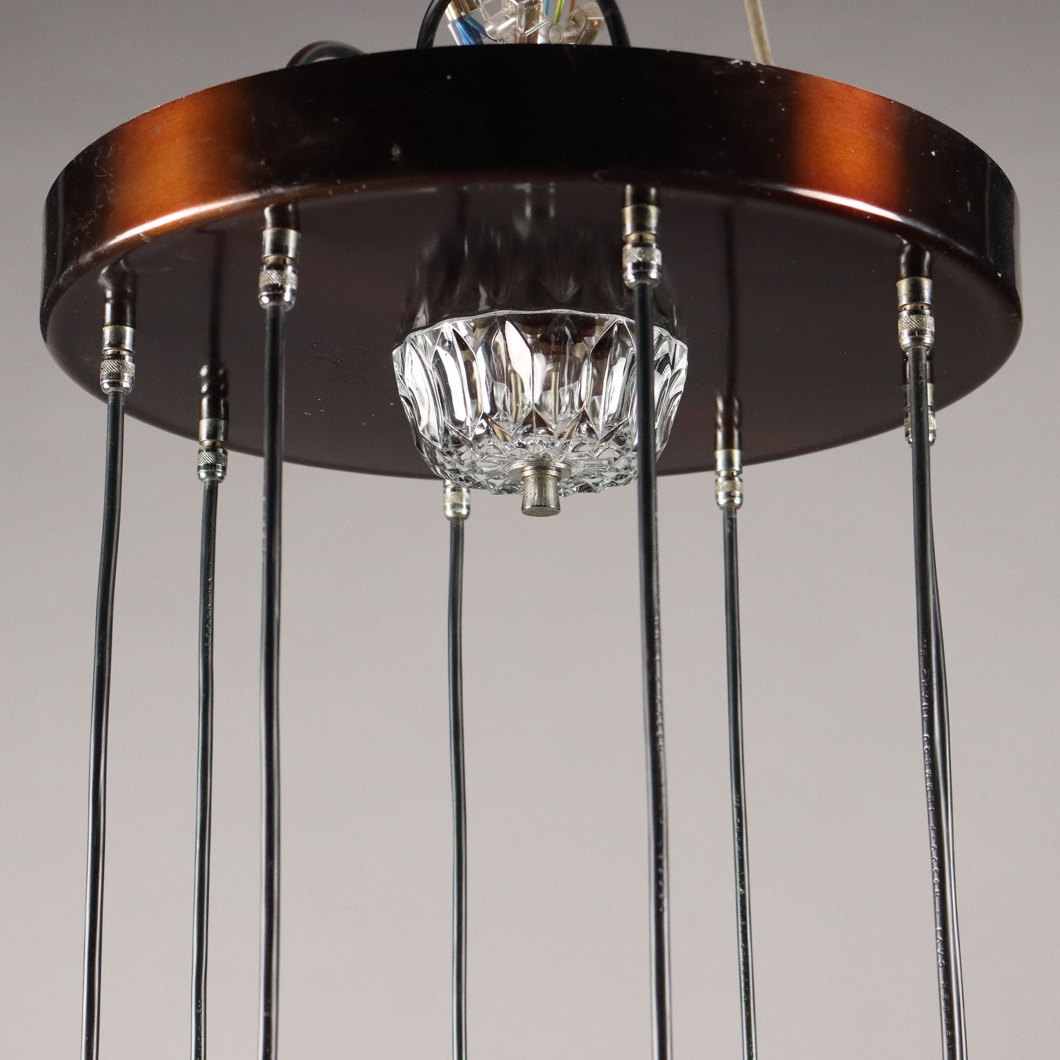 Vintage Chandelier 8 Lights Aluminium Metal Glass Italy 1960s-1970s | Modernism  Lighting