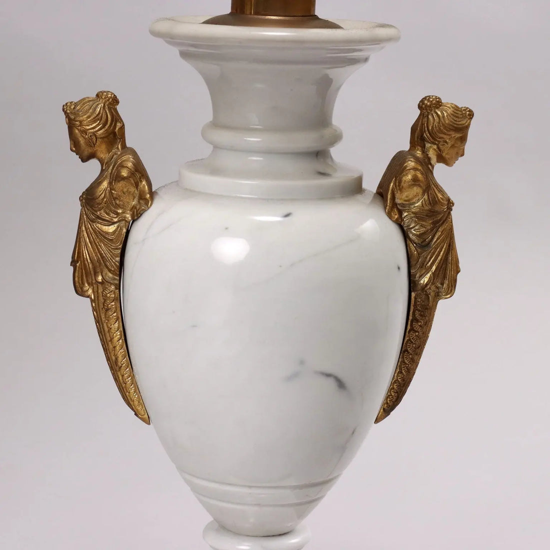 Pair of Vintage Lamps White Marble Brass Italy XX Century - Italy, XX Century | Modernism | Lighting