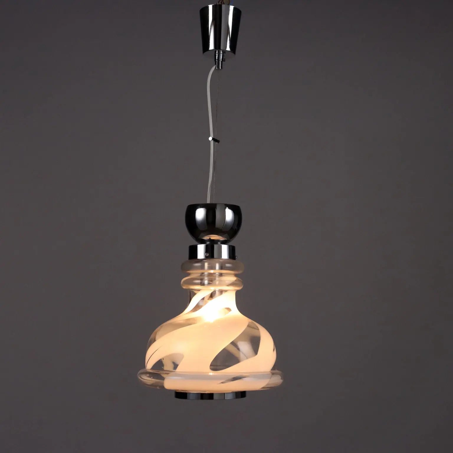 Vintage 1970s Ceiling Lamp Glass Metal Italy | Modernism | Lighting