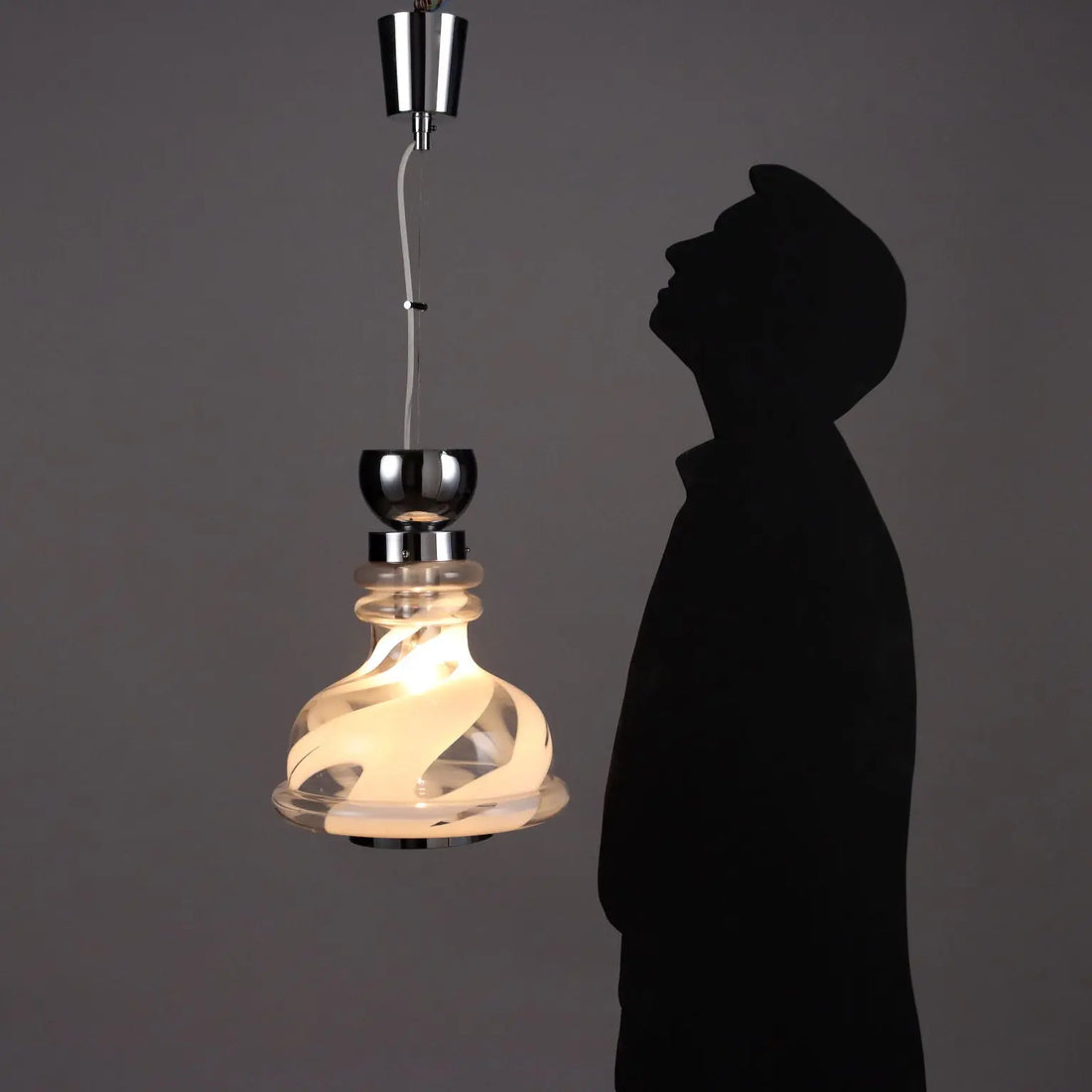 Vintage 1970s Ceiling Lamp Glass Metal Italy | Modernism | Lighting