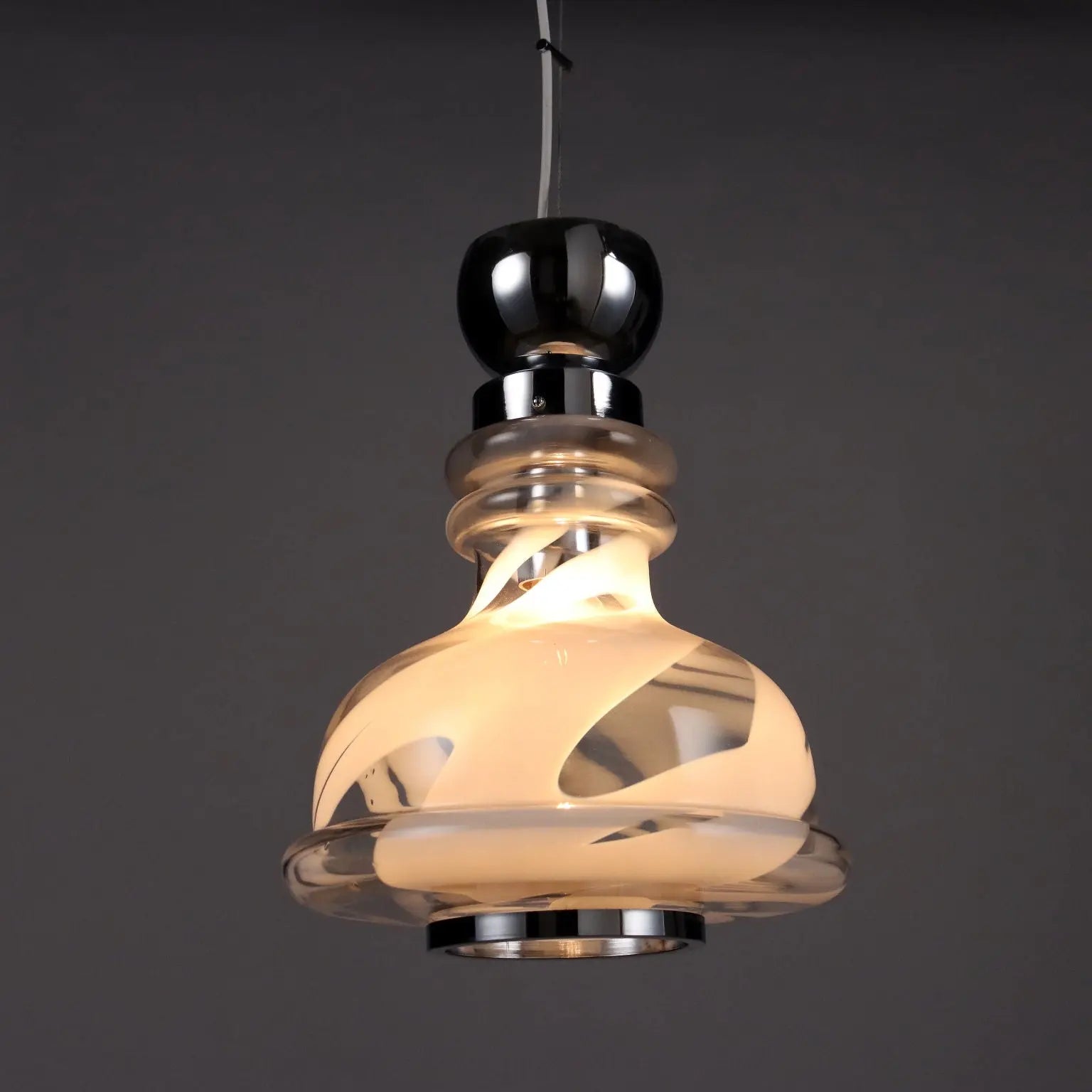 Vintage 1970s Ceiling Lamp Glass Metal Italy | Modernism | Lighting