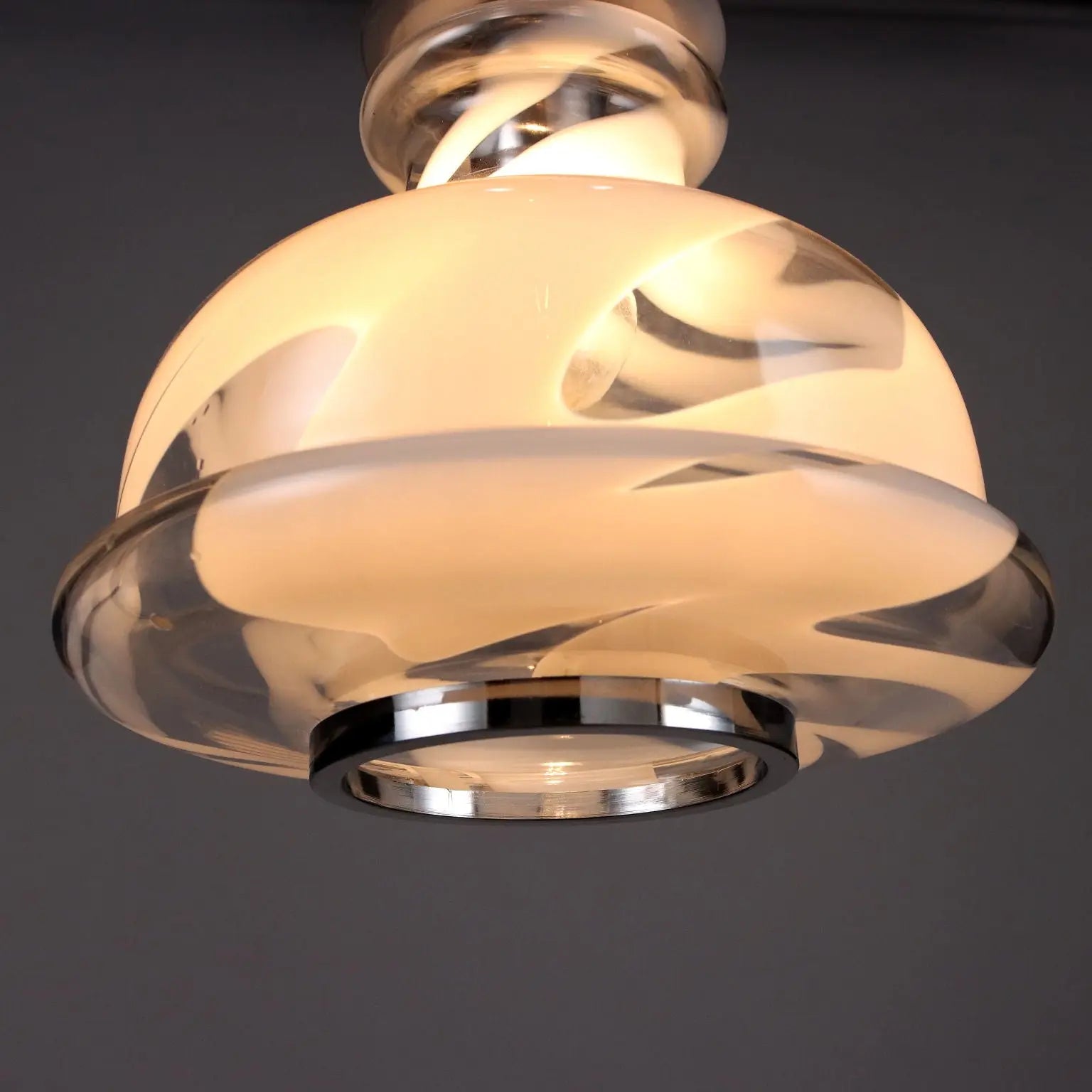 Vintage 1970s Ceiling Lamp Glass Metal Italy | Modernism | Lighting