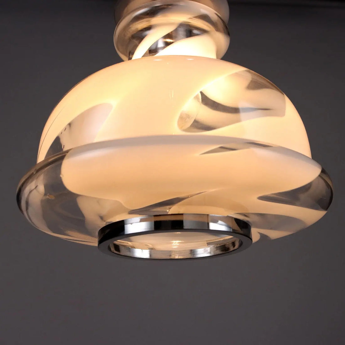 Vintage 1970s Ceiling Lamp Glass Metal Italy | Modernism | Lighting