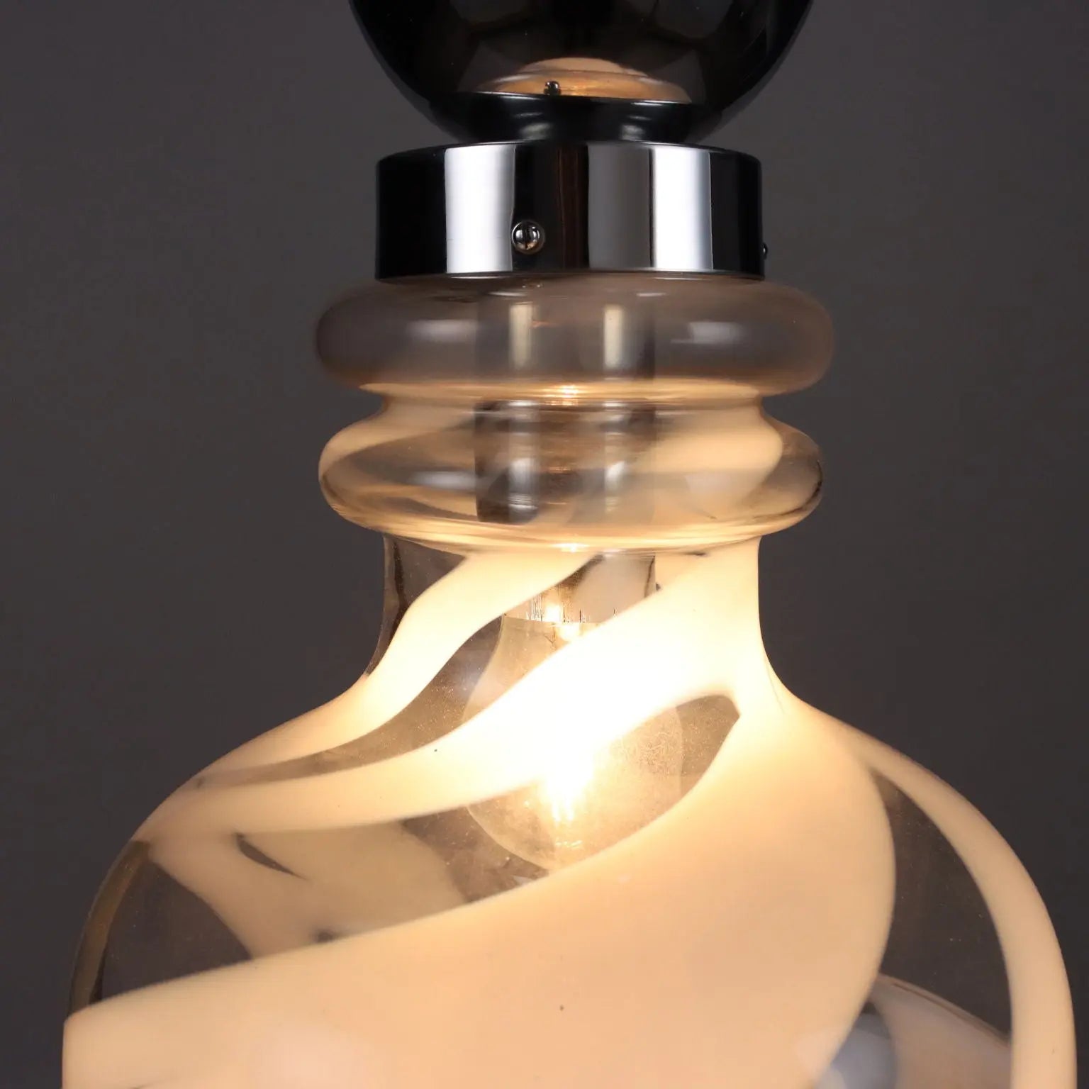 Vintage 1970s Ceiling Lamp Glass Metal Italy | Modernism | Lighting