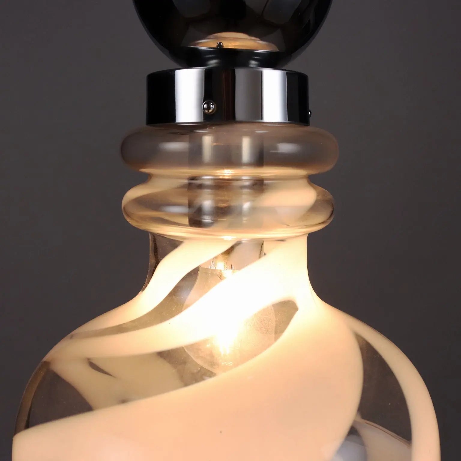Vintage 1970s Ceiling Lamp Glass Metal Italy | Modernism | Lighting