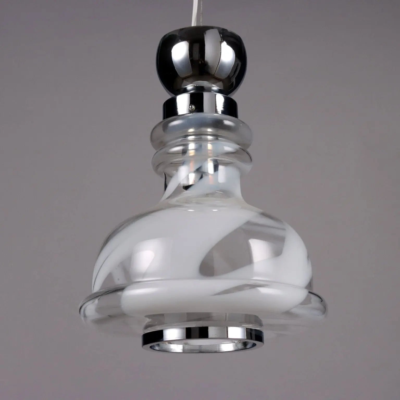 Vintage 1970s Ceiling Lamp Glass Metal Italy | Modernism | Lighting