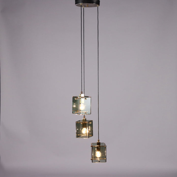 Vintage 1960s Ceiling Lamp Metal Brass Glass Italy | Modernism  Lighting